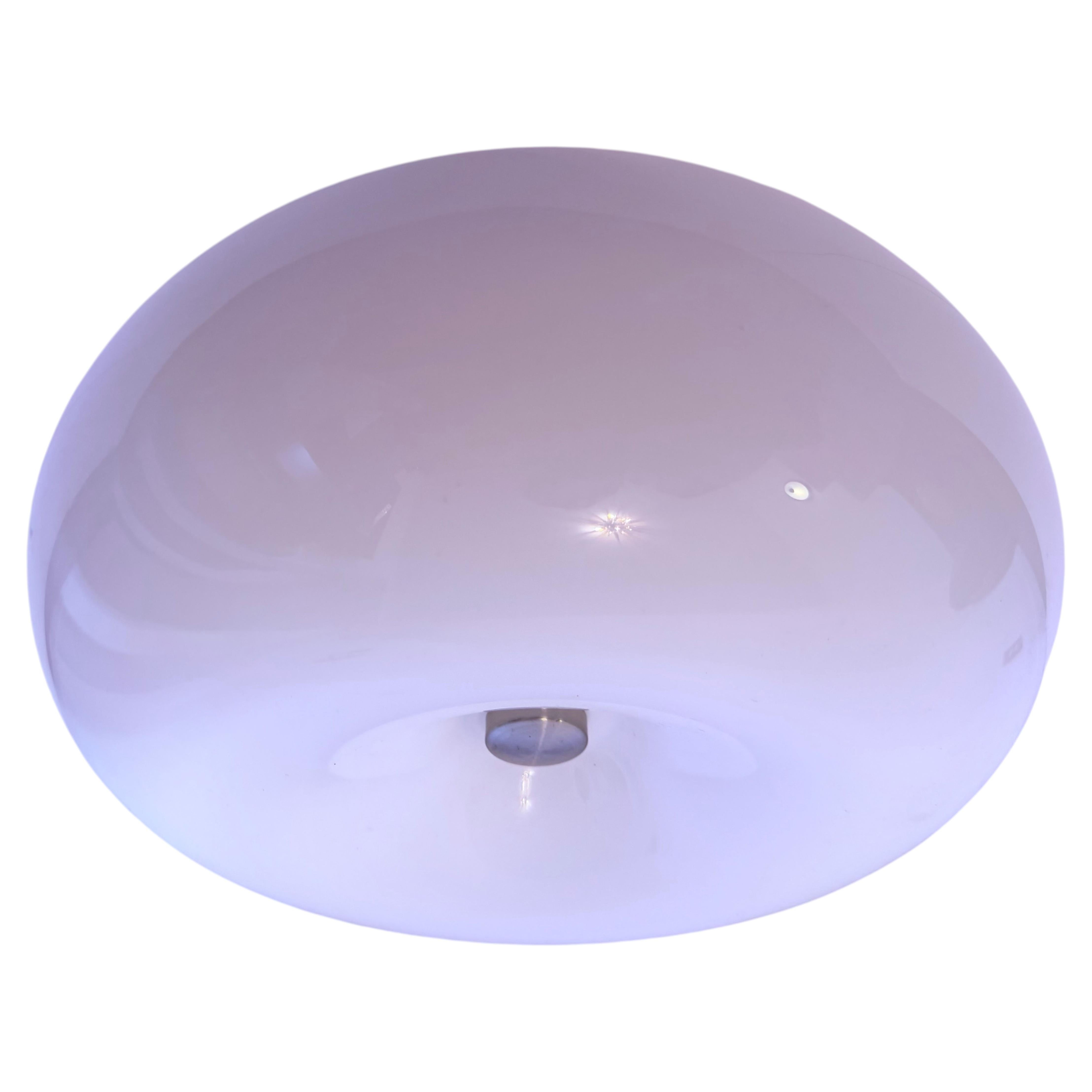 Italian 1970s Large Donut Glass Flish Ceiling Lamp Mid Century