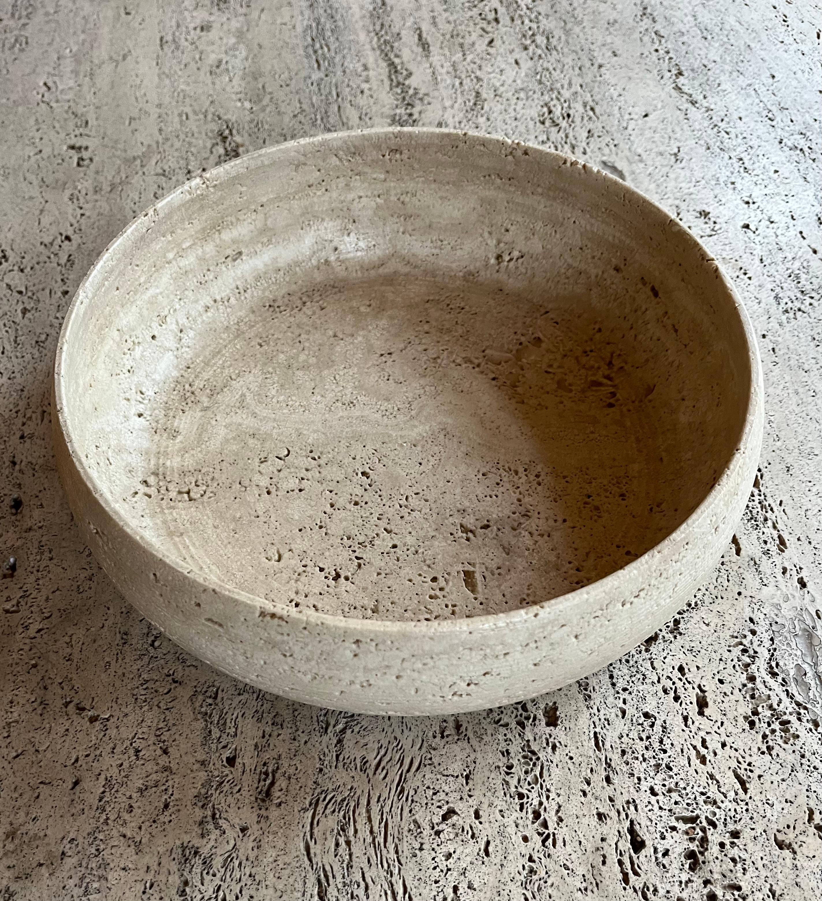 Large unfilled travertine bowl by Ducci. Italian c.1970’s