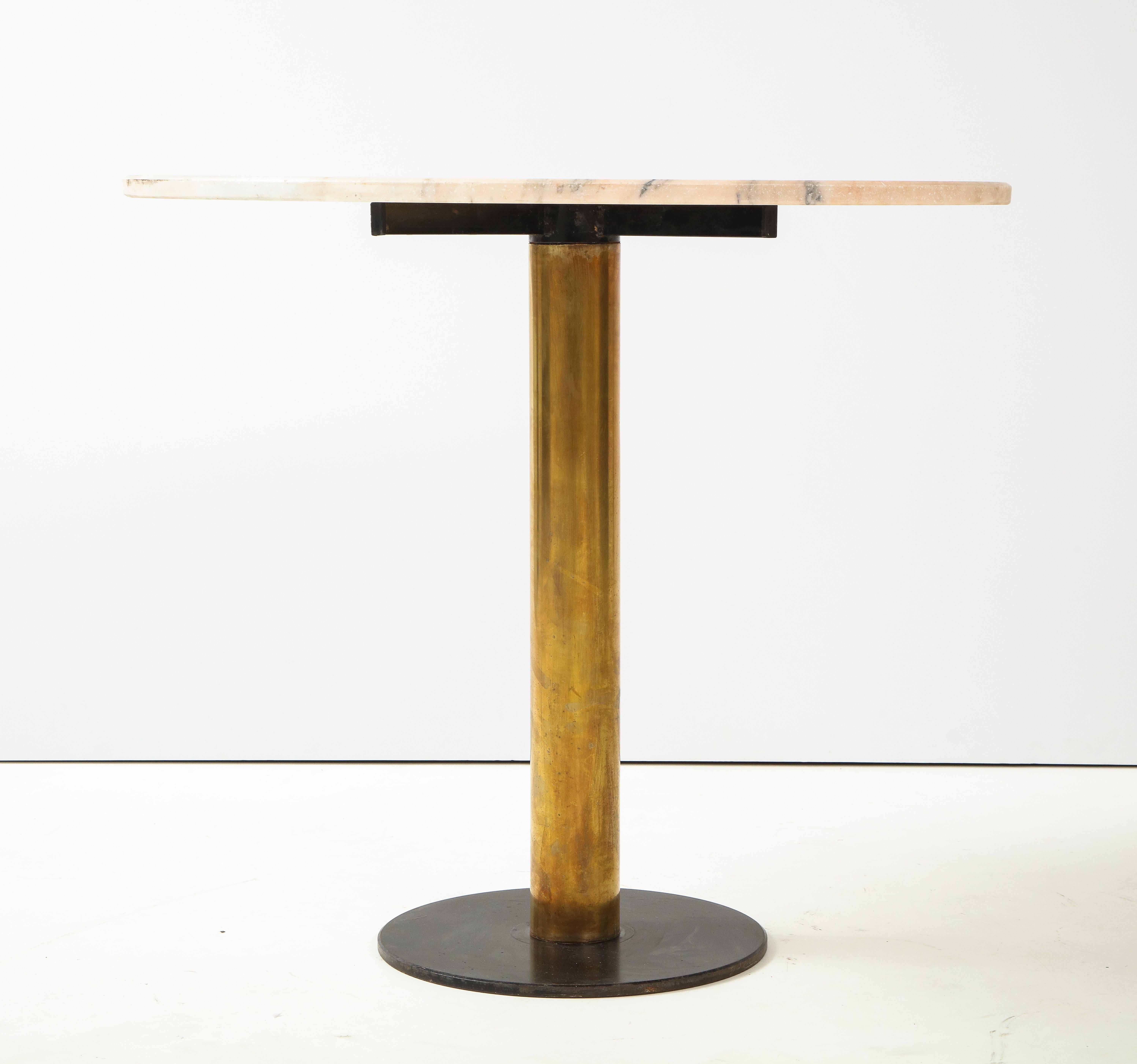 Italian 1970's Marble and Brass Café Table 9