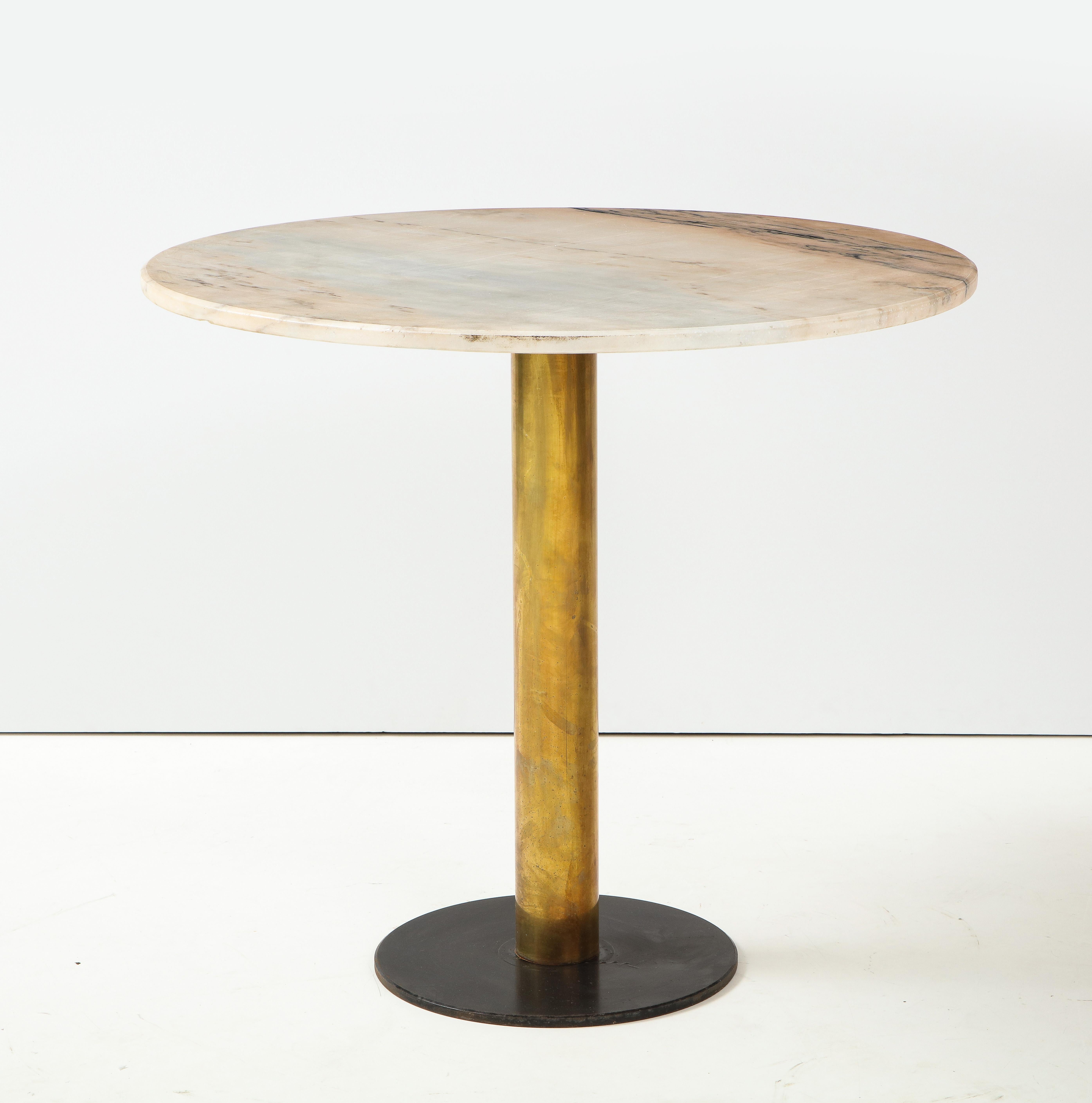 Italian 1970's Marble and Brass Café Table In Good Condition In New York, NY