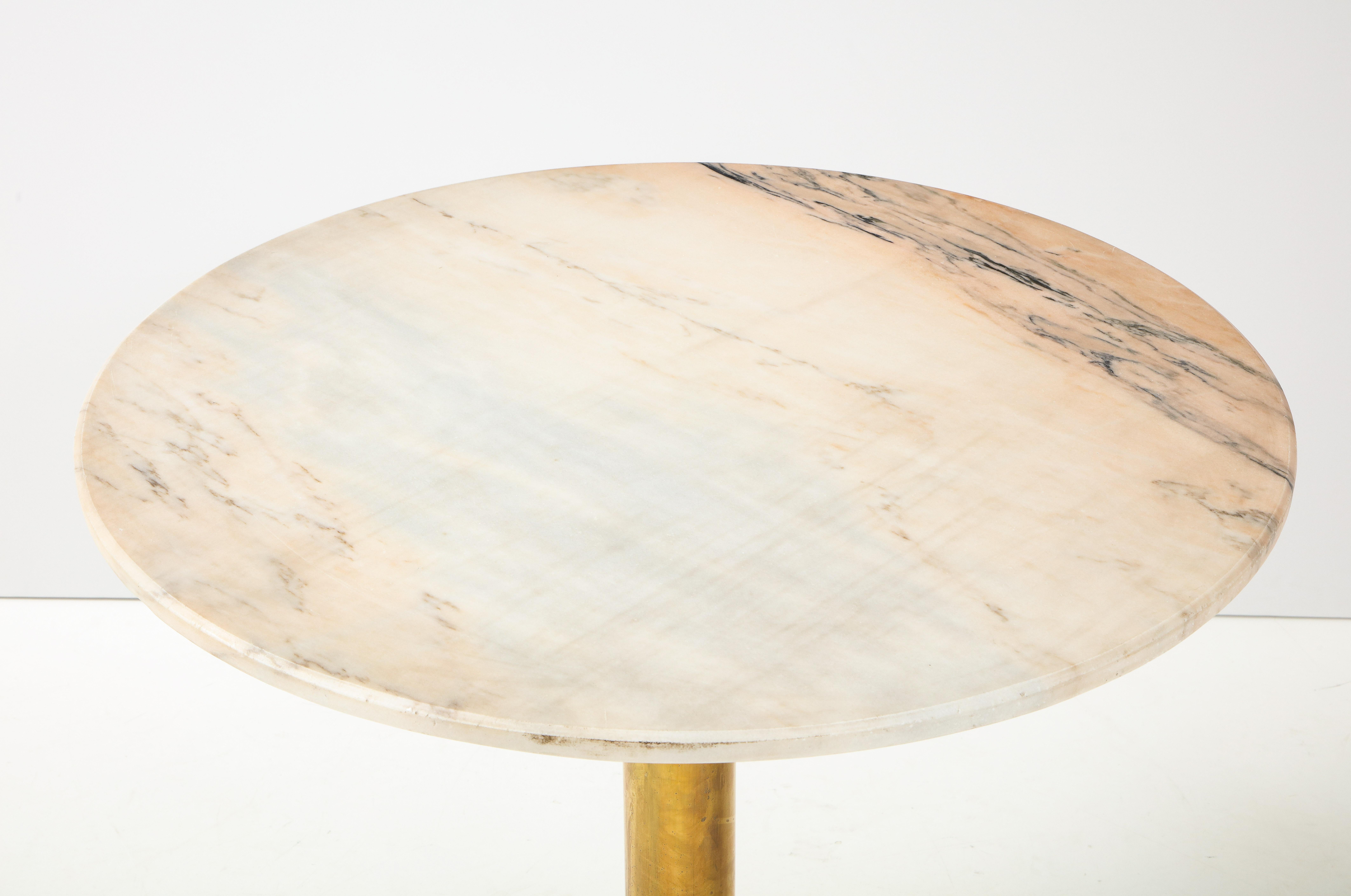 Metal Italian 1970's Marble and Brass Café Table
