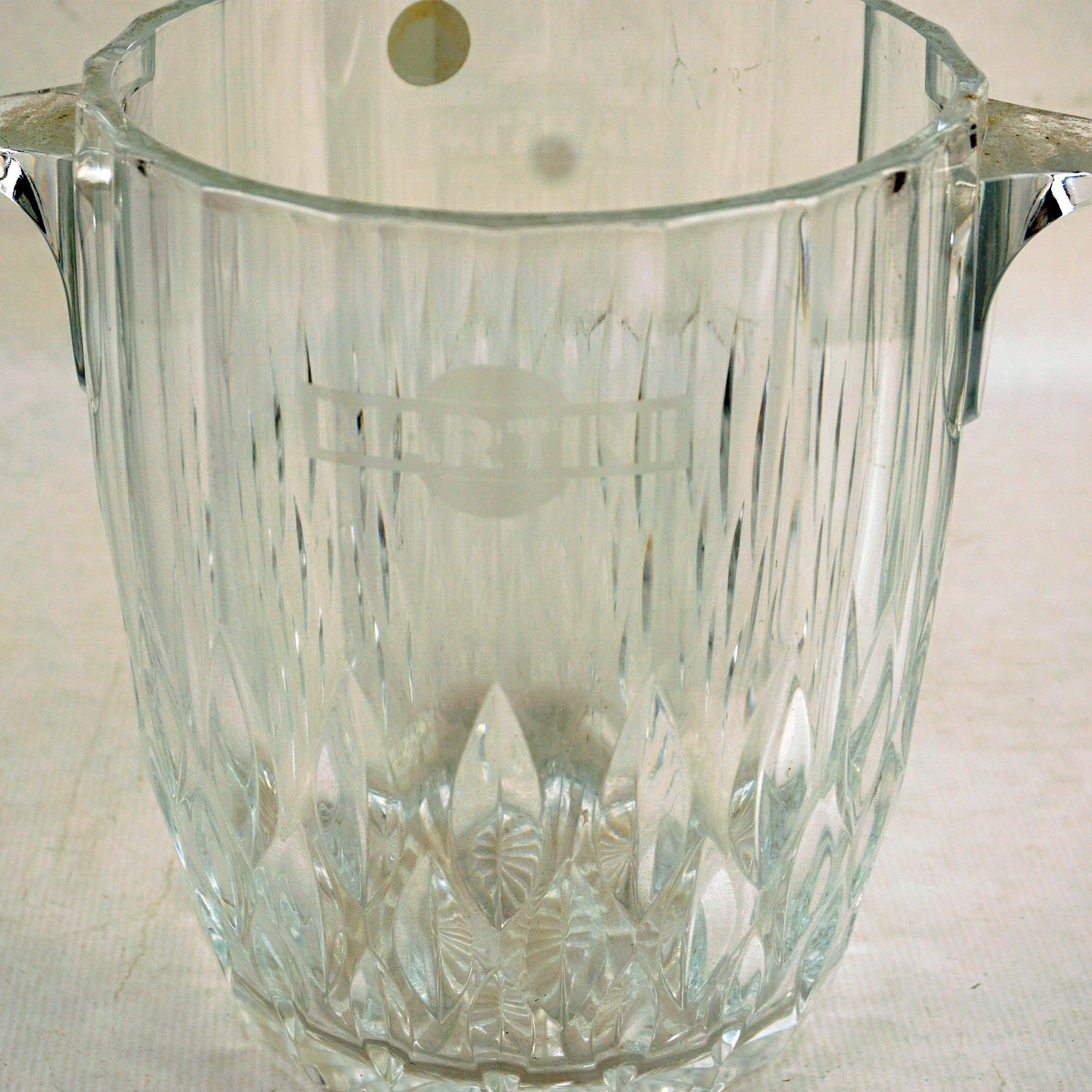 Mid-Century Modern Italian 1970s Martini Crystal Glass Ice Bucket For Sale