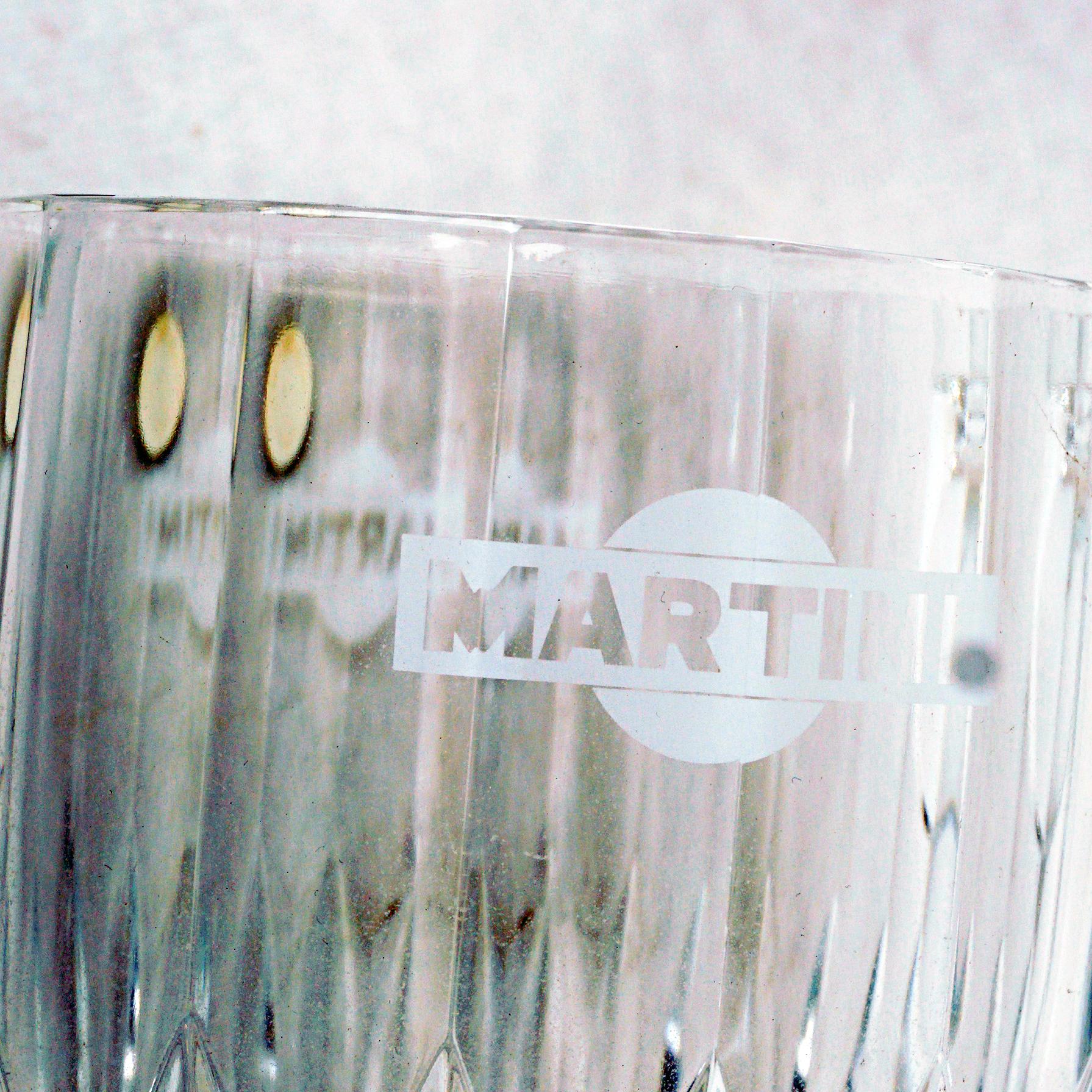 Late 20th Century Italian 1970s Martini Crystal Glass Ice Bucket