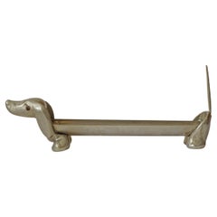 Italian 1970s Metal Dachshund Dog Shaped Desk Pencil Holder