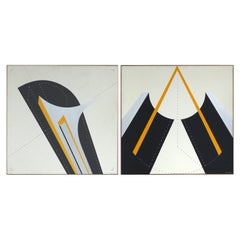 Italian 1970s Abstract Oil Paintings by Lauro Lessio