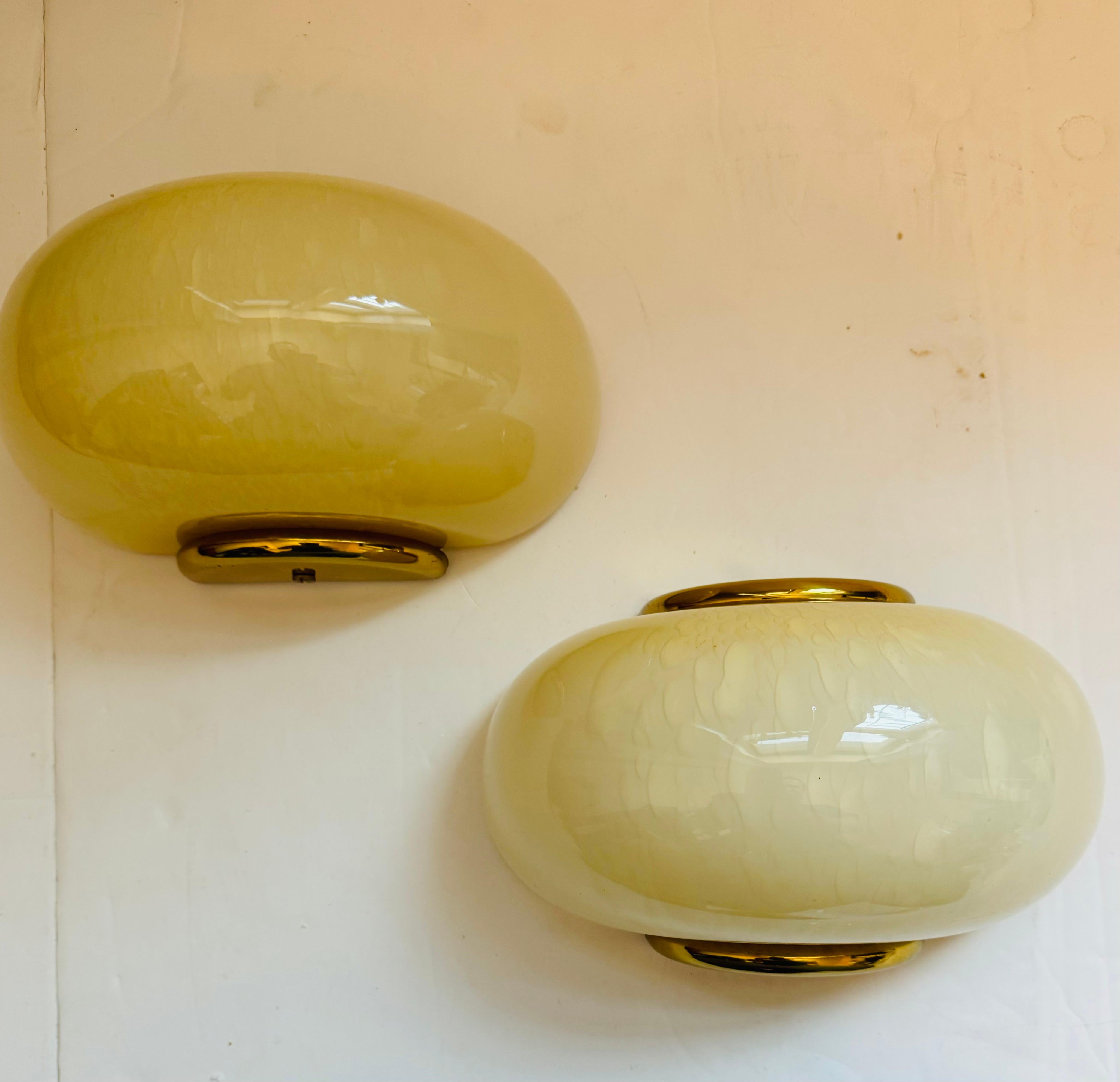 Italienische 1970er Mid Century Fabbian Egg Murano Glas Wandlampen im Angebot 5