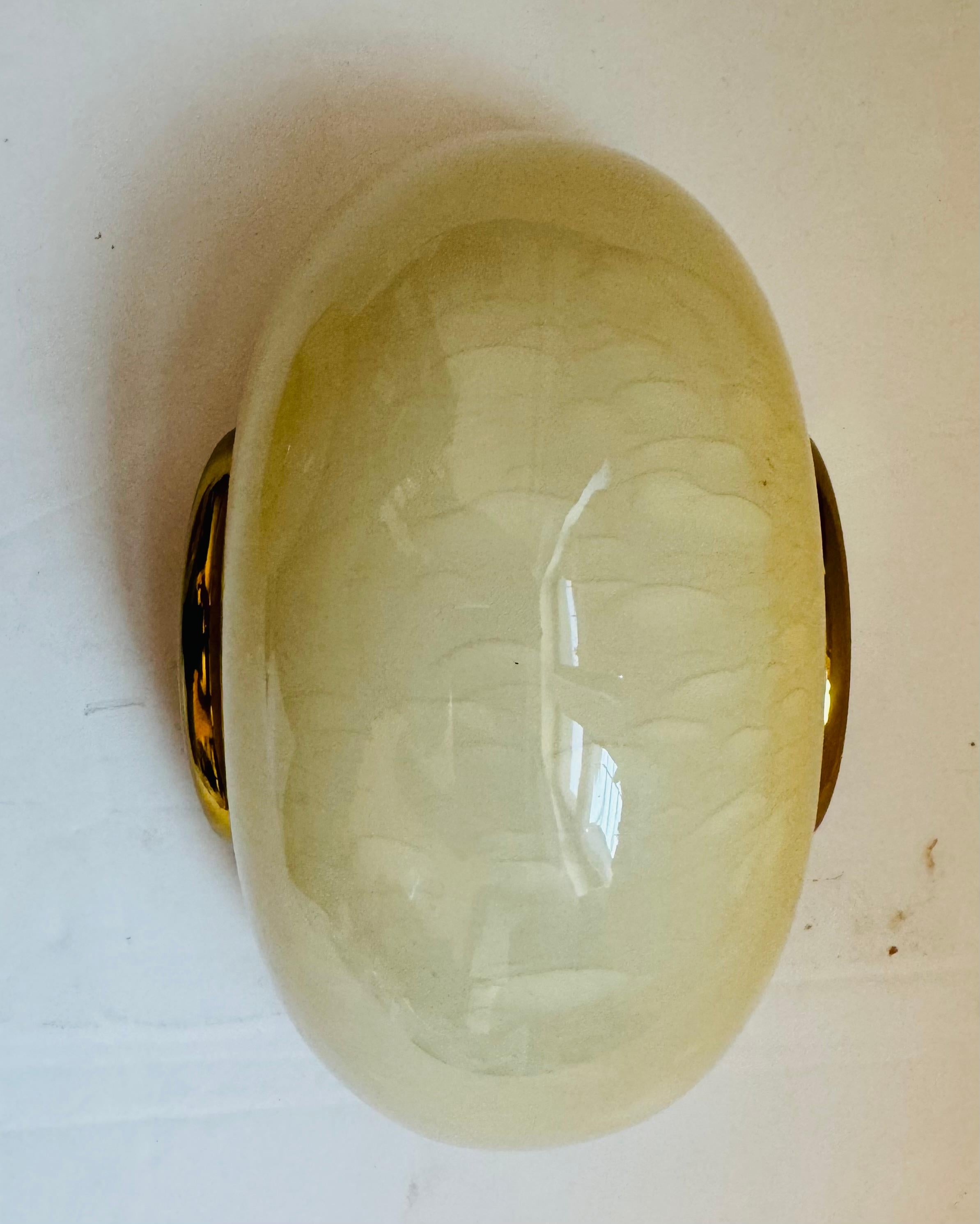Mid-Century Modern Italian 1970s Mid Century Fabbian Egg Murano Glass Wall Lamps For Sale