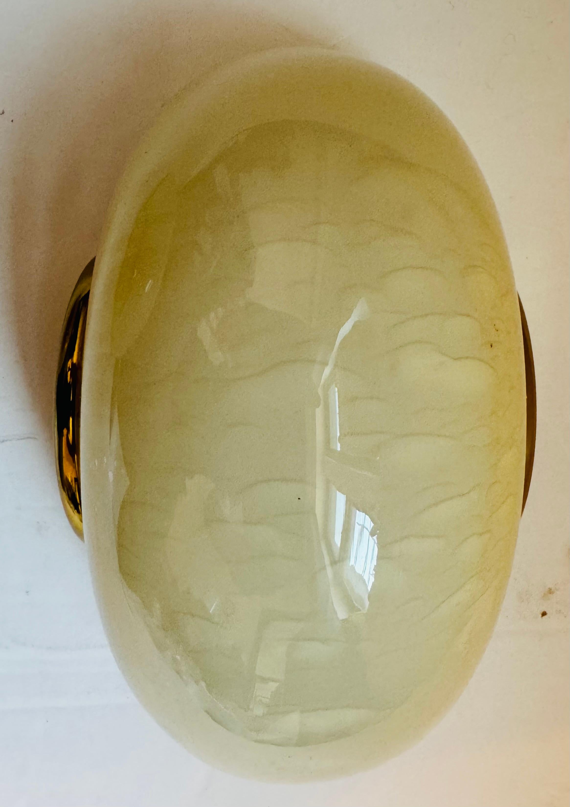 Italian 1970s Mid Century Fabbian Egg Murano Glass Wall Lamps For Sale 3