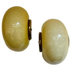 Italian 1970s Mid Century Fabbian Egg Murano Glass Wall Lamps