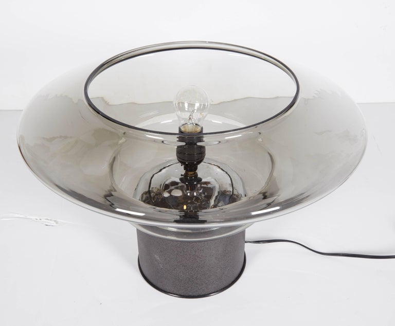 Italian 1970s Modern Sculptural Glass and Iron Table Lamp For Sale at ...