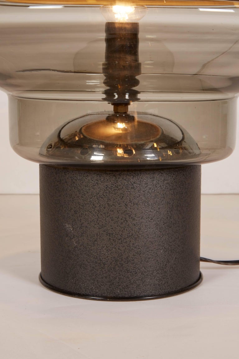 Italian 1970s Modern Sculptural Glass and Iron Table Lamp For Sale at ...