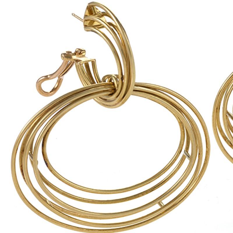 Women's Italian 1970's  Modernist Gold Earrings