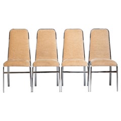 Italian 1970's Morex Tubular Chrome Dining Chairs In The Style of Milo Baughman