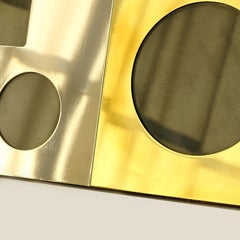 Cornice multifinestra italiana degli anni '70 in ottone, cromo e pelle