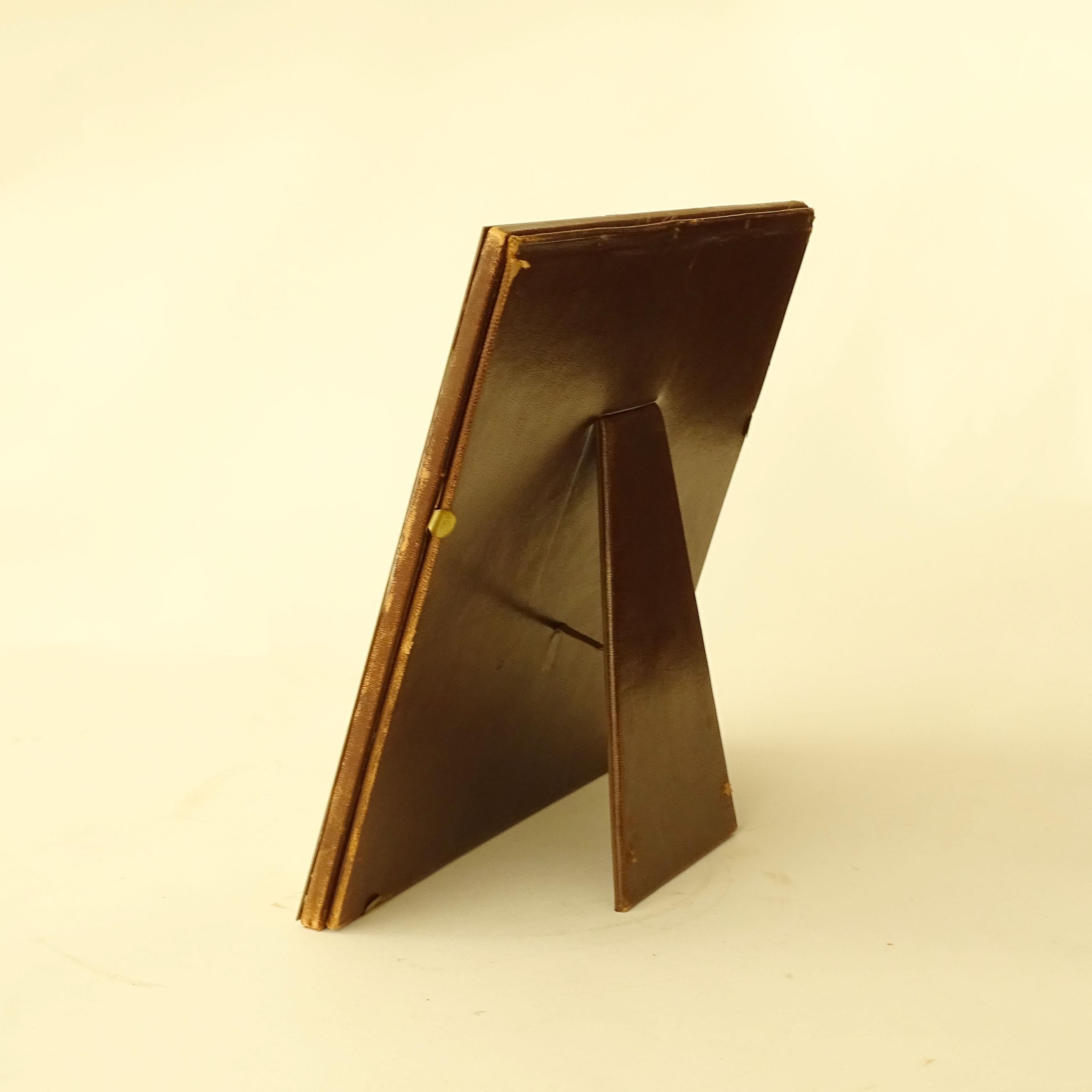 Hollywood Regency Italian 1970s Multi Windows Picture Frame in Brass, Chrome and Leather For Sale