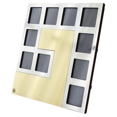 Italienischer 1970er Multi Windows Bilderrahmen aus Messing, Chrom und Leder