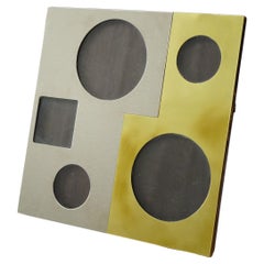 Italienischer 1970er Multi Windows Bilderrahmen aus Messing, Chrom und Leder