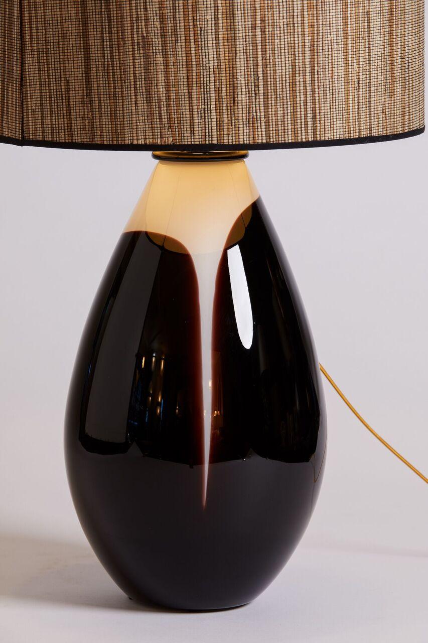 Italian 1970s Murano Glass Lamp with Custom Lampshade In Good Condition In Aspen, CO