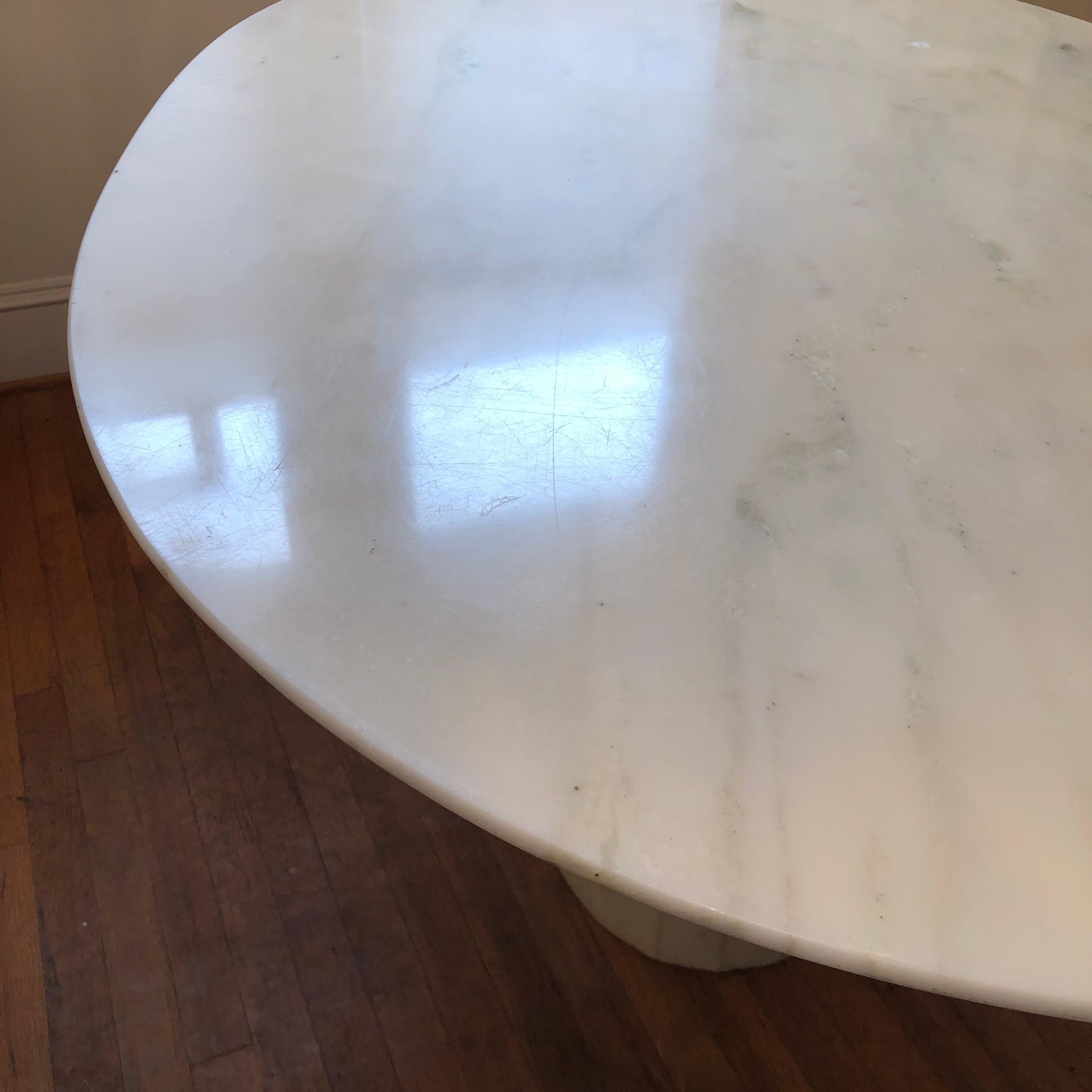 Italian 1970's Oval Mid-Century Modern Marble Pedestal Dining Table/Desk 6