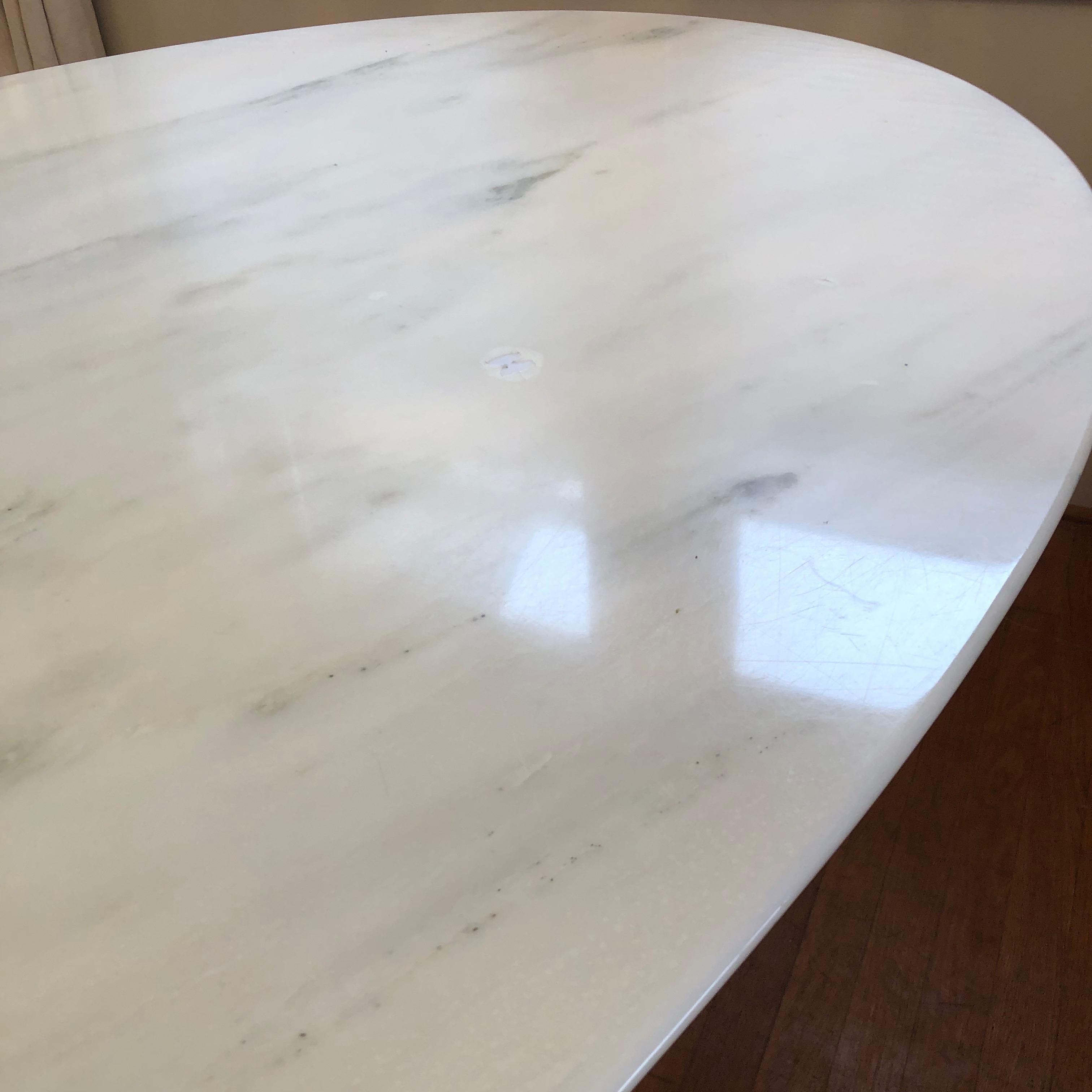 Italian 1970's Oval Mid-Century Modern Marble Pedestal Dining Table/Desk 7