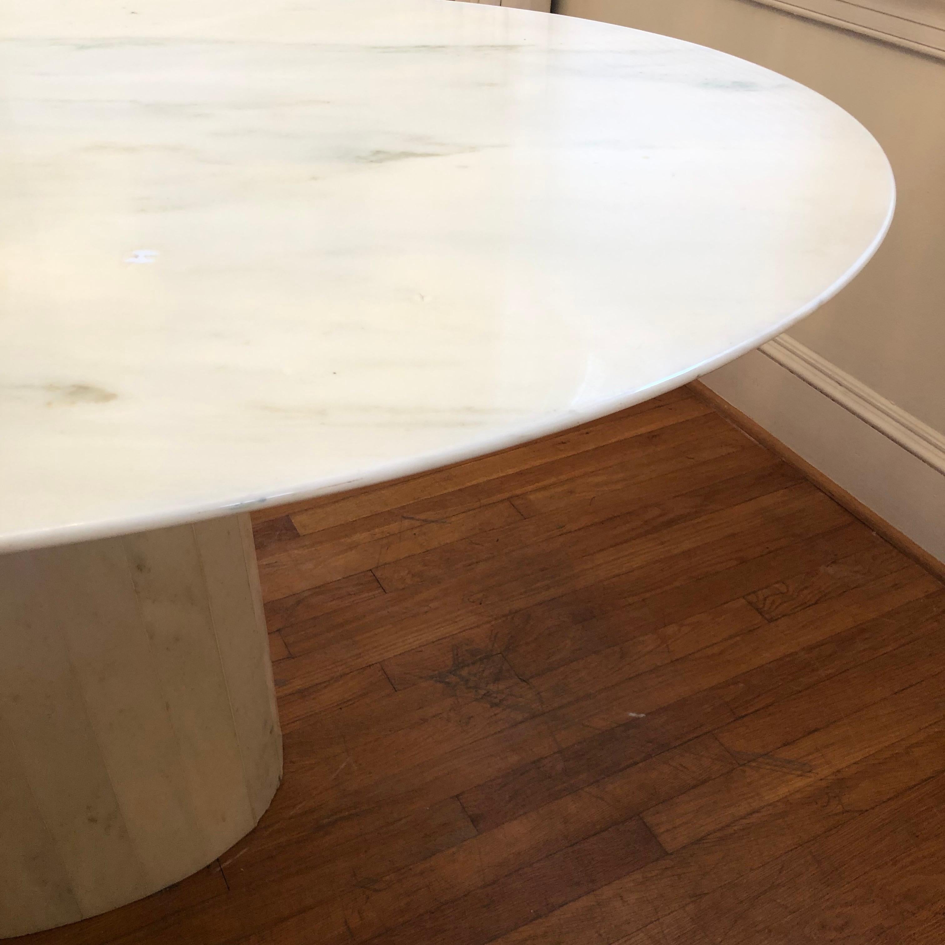 Italian 1970's Oval Mid-Century Modern Marble Pedestal Dining Table/Desk 9