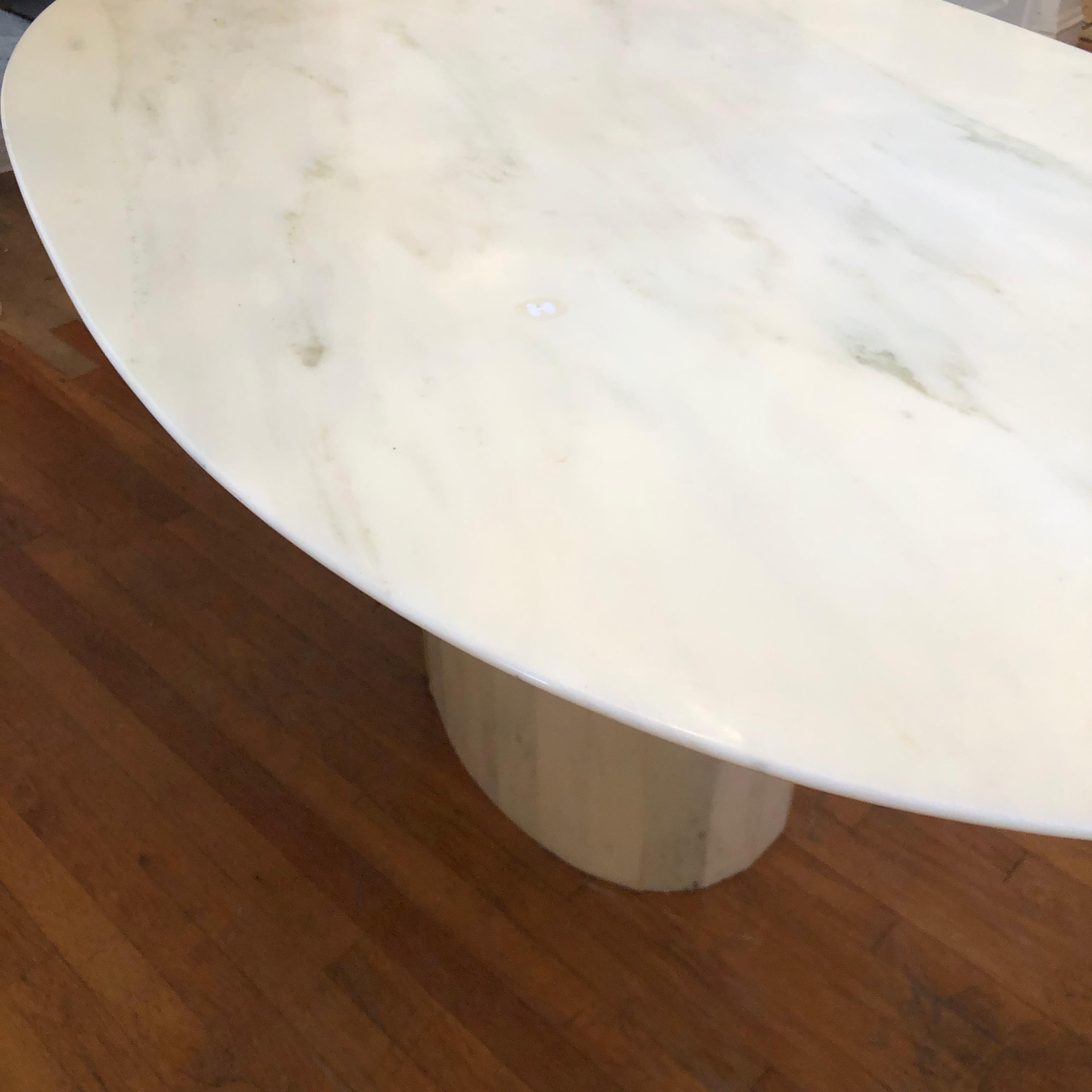 Italian 1970's Oval Mid-Century Modern Marble Pedestal Dining Table/Desk 11
