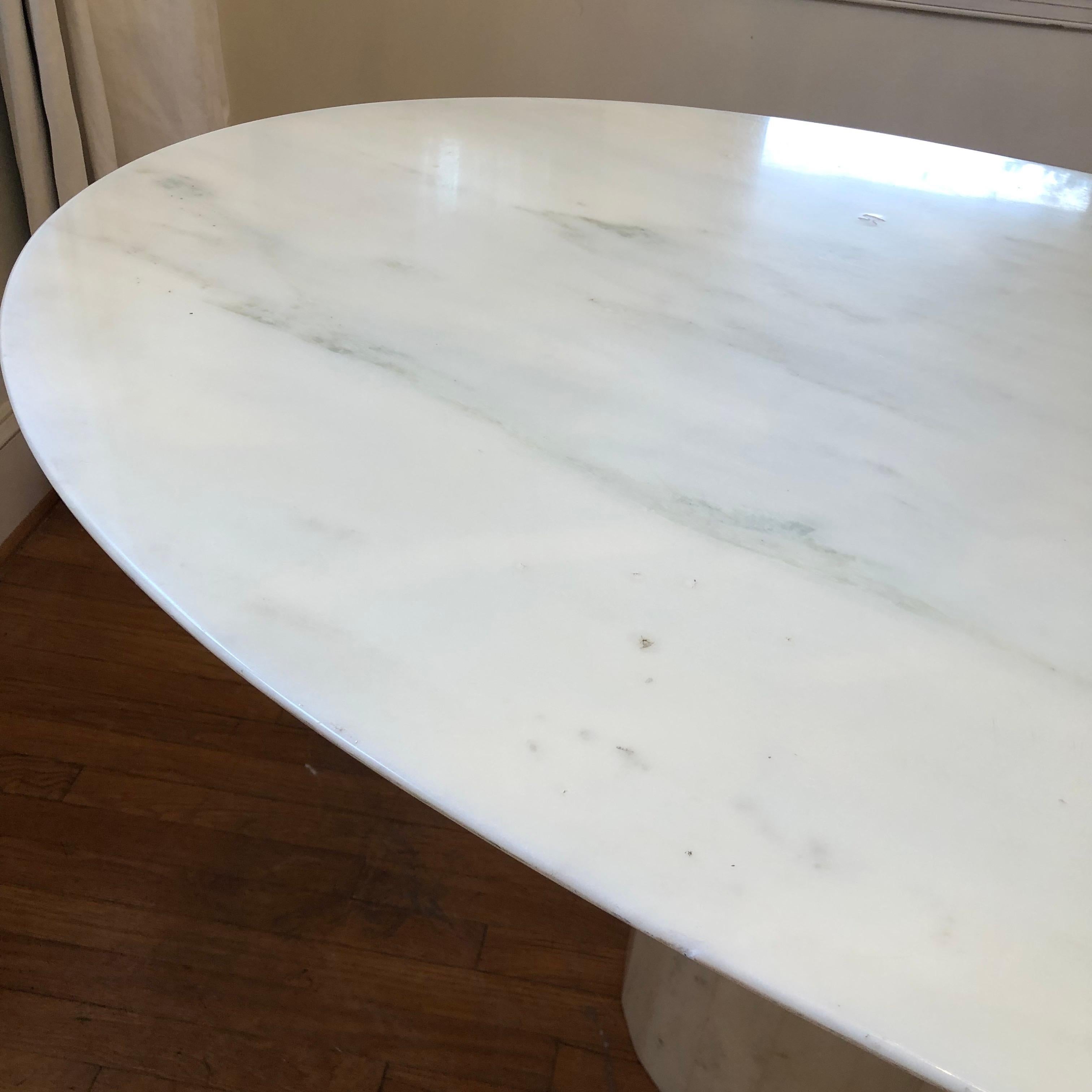 Italian 1970's Oval Mid-Century Modern Marble Pedestal Dining Table/Desk 3