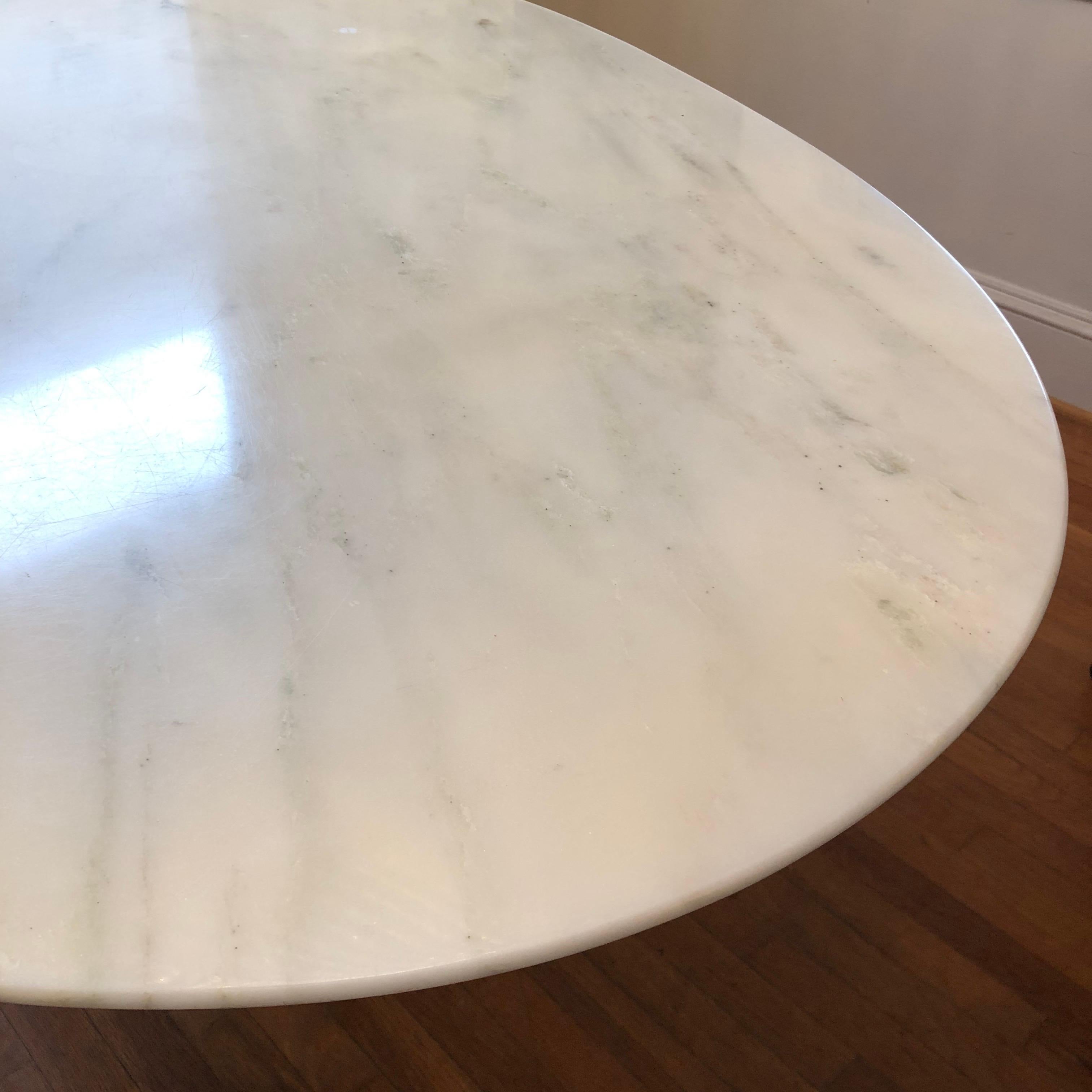 Italian 1970's Oval Mid-Century Modern Marble Pedestal Dining Table/Desk 5