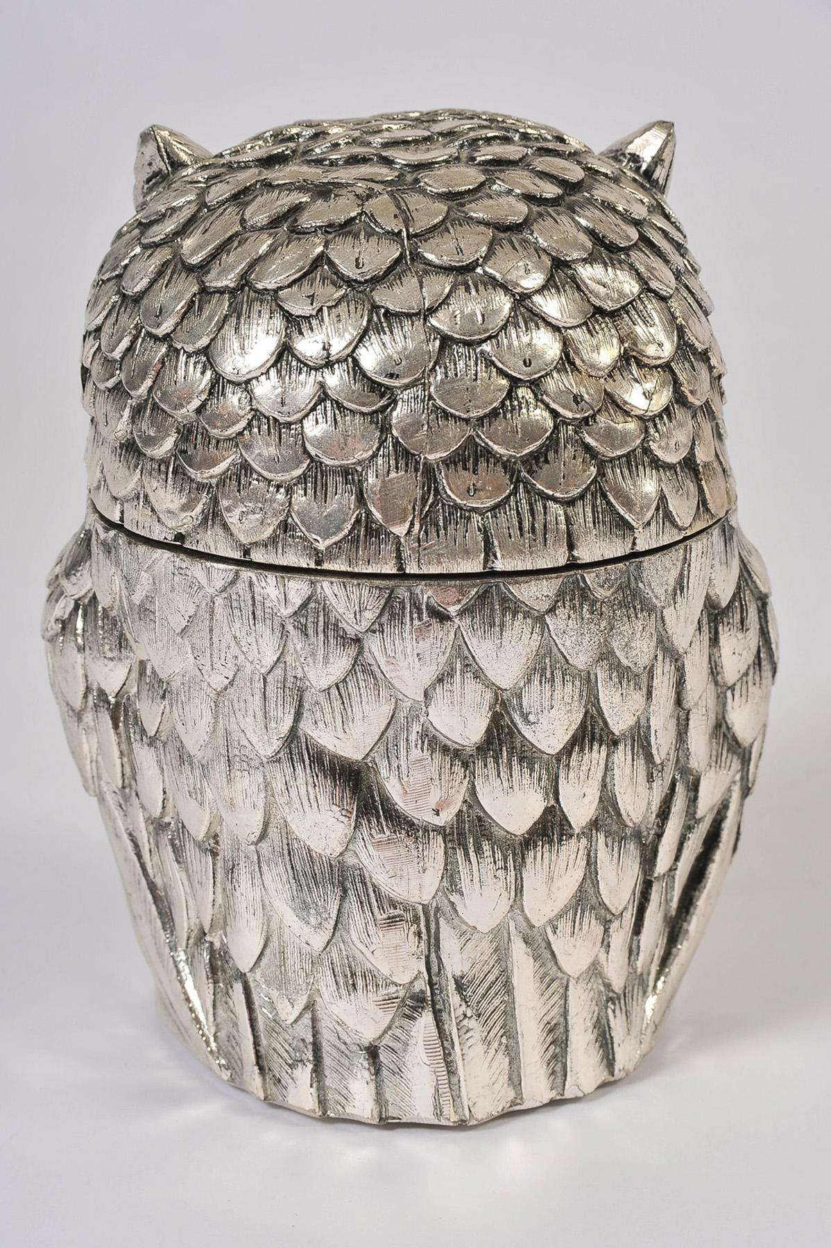 Metal Italian 1970s Owl Ice Bucket by Mauro Manetti For Sale