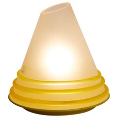 Italian 1970s Pair of White & Yellow Vetri Murano Glass Lamps