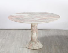 Italian 1970's Pink Veined Marble Center or Dining Pedestal Table