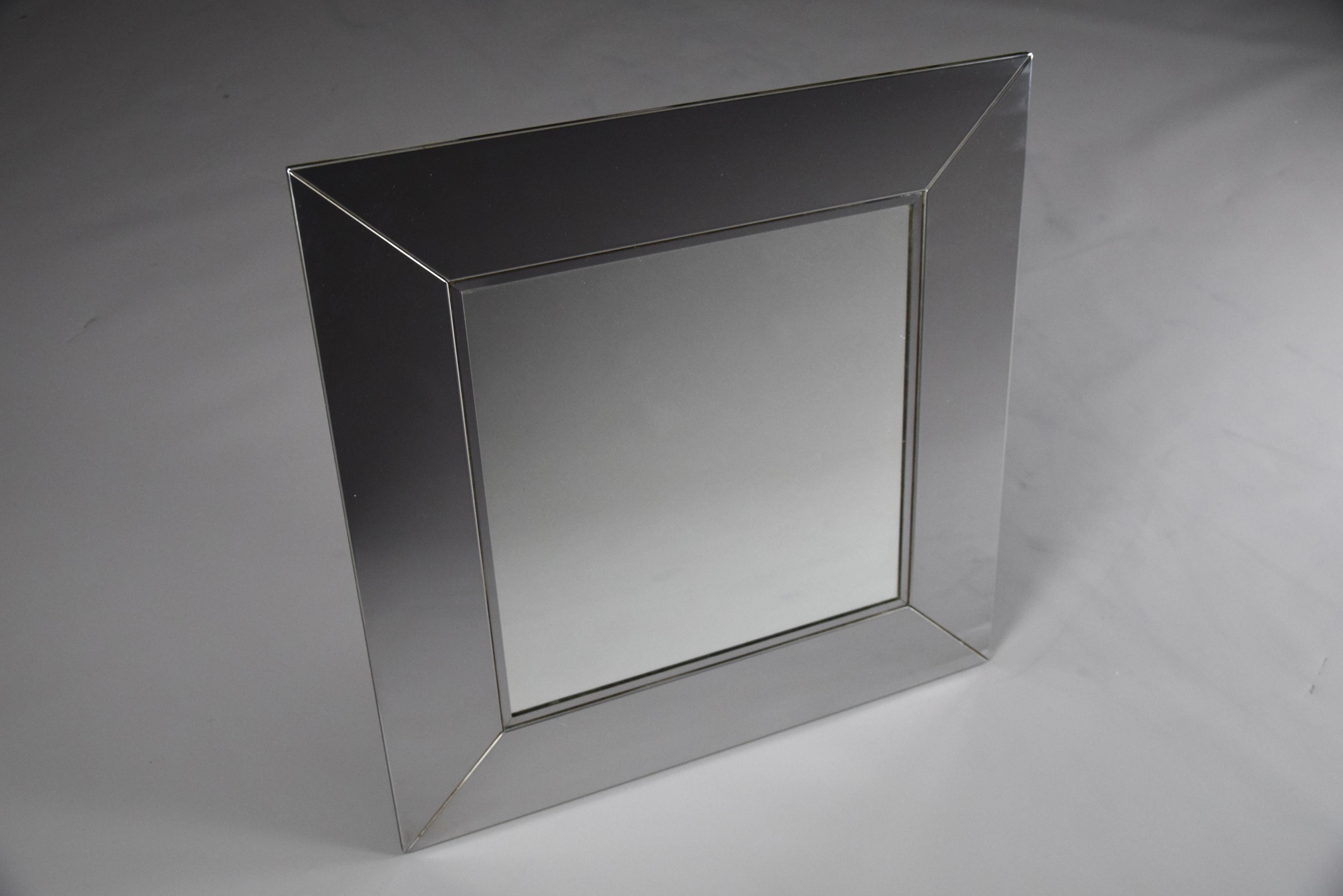 Italian 1970's Polished Stainless Steel Wall Mirror For Sale 10