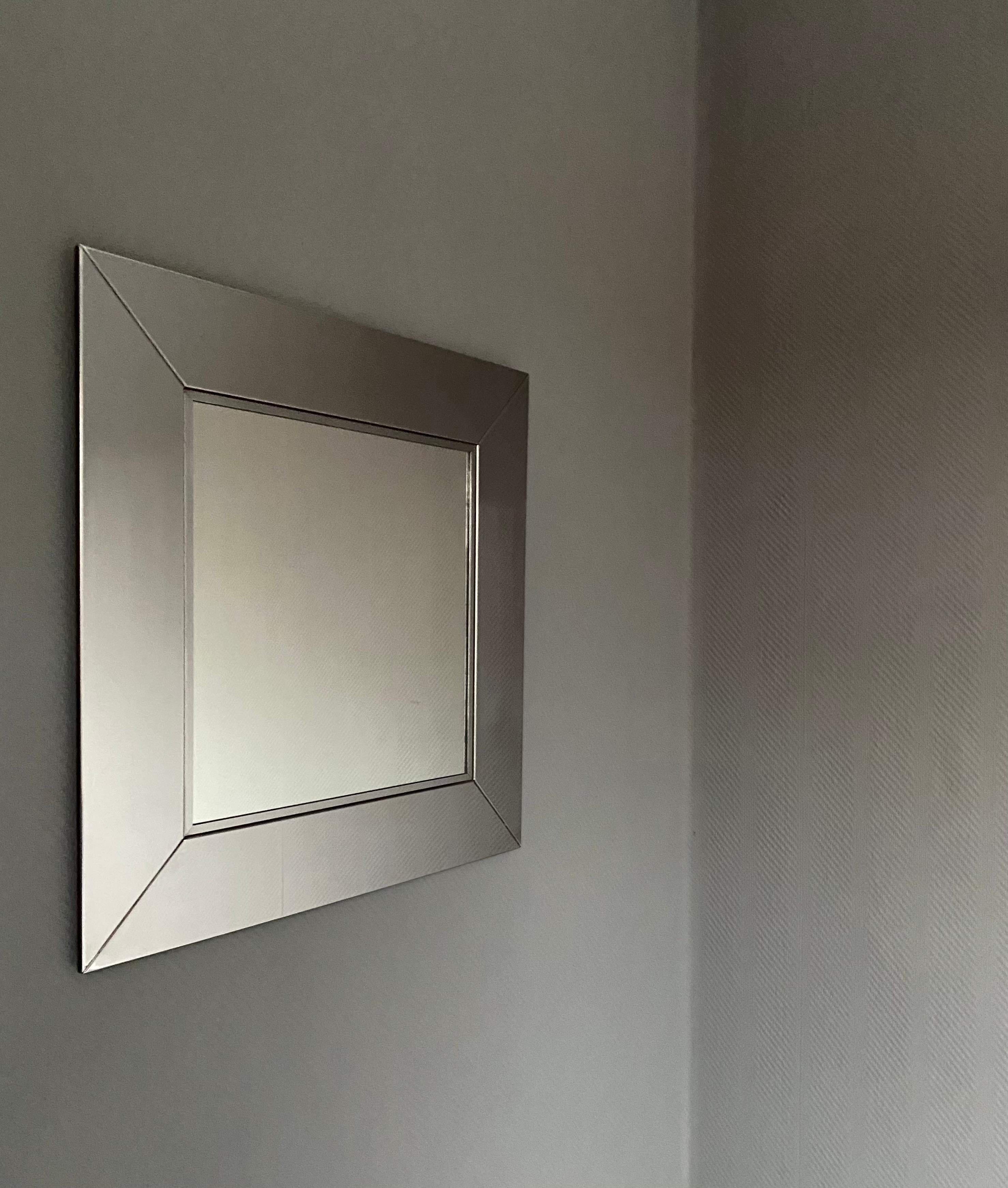 Italian 1970's Polished Stainless Steel Wall Mirror For Sale 12