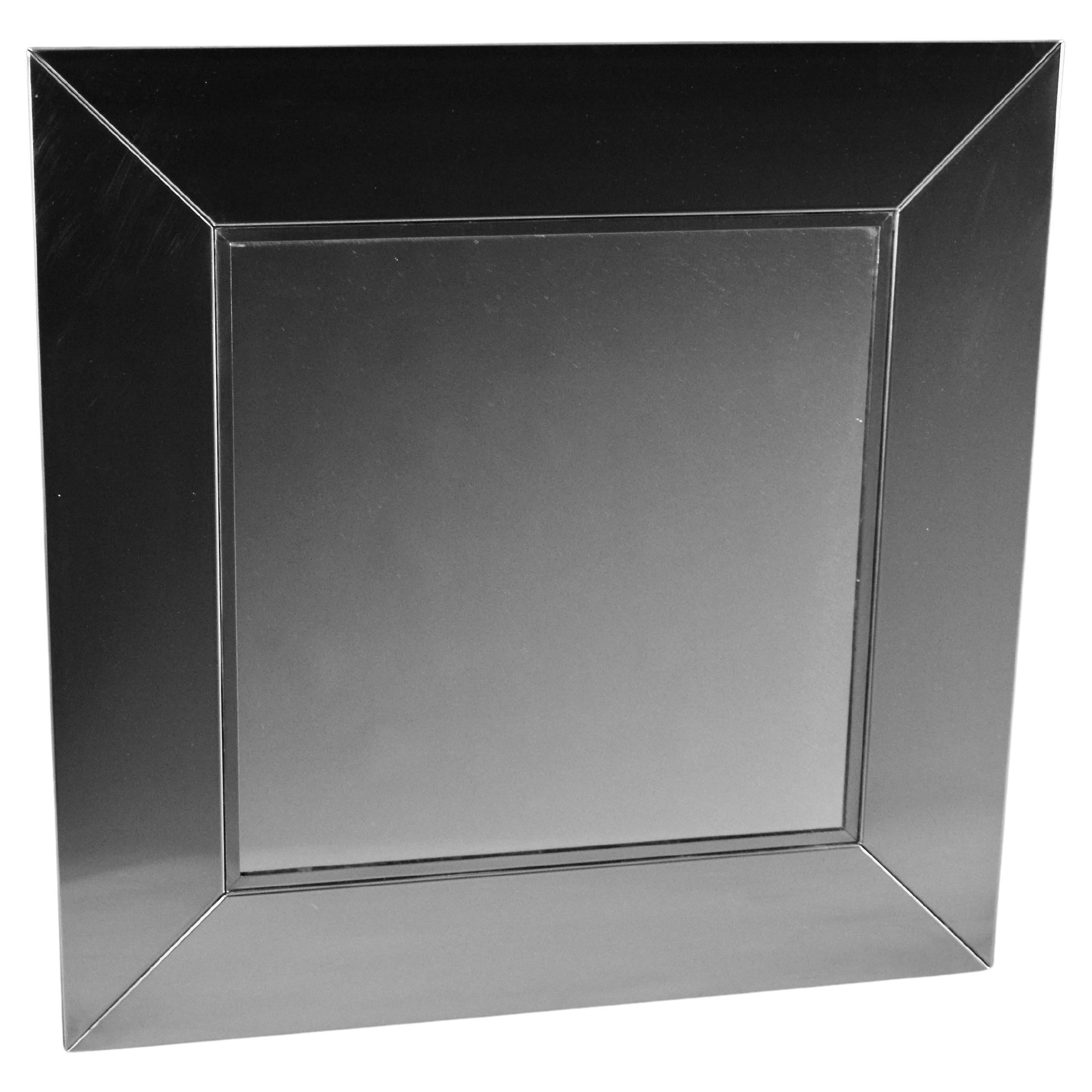 Italian 1970's Polished Stainless Steel Wall Mirror For Sale