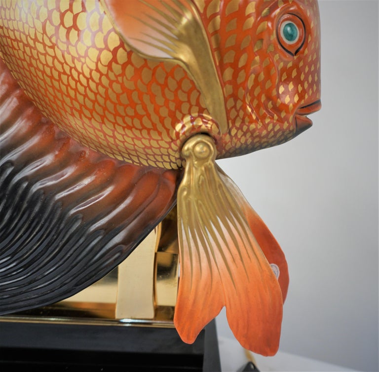 Italian 1970's Porcelain Fish Lamp For Sale at 1stDibs