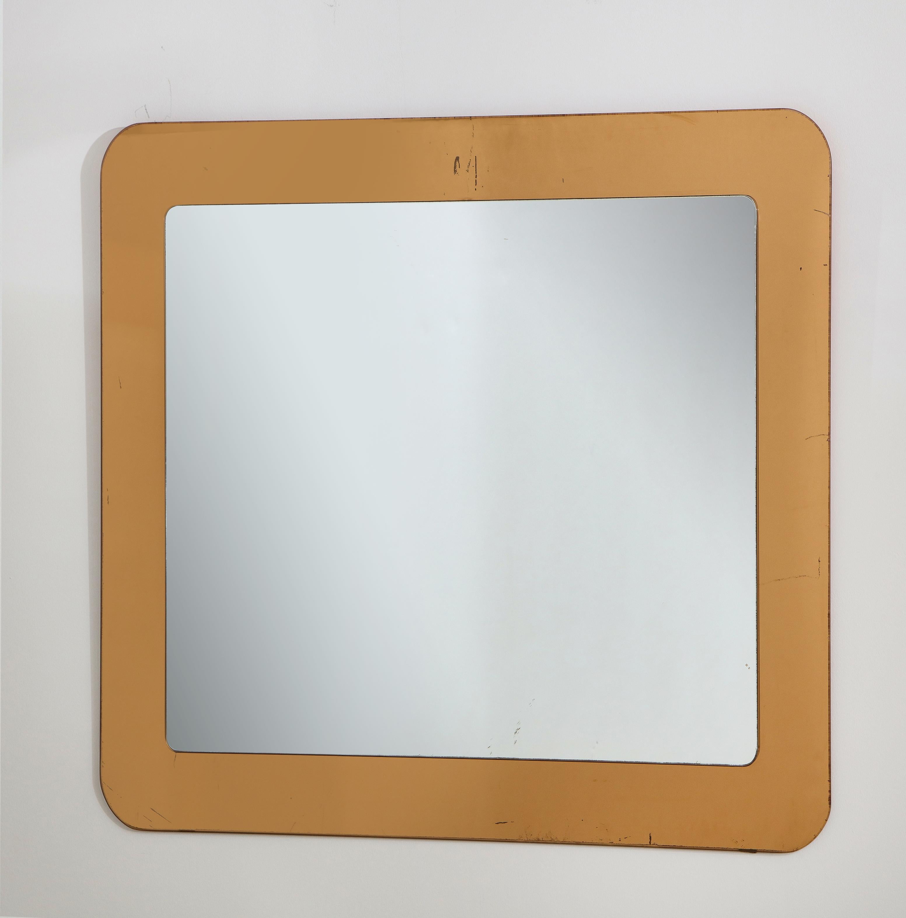 Late 20th Century Italian 1970's Rose Gold All Glass Mirror
