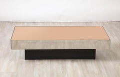 Willy Rizzo Att. Italian 1970's Rose Gold and Chrome Rectangular Coffee Table