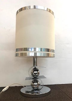 Italian 1970s Sculptural Chrome Table Lamp
