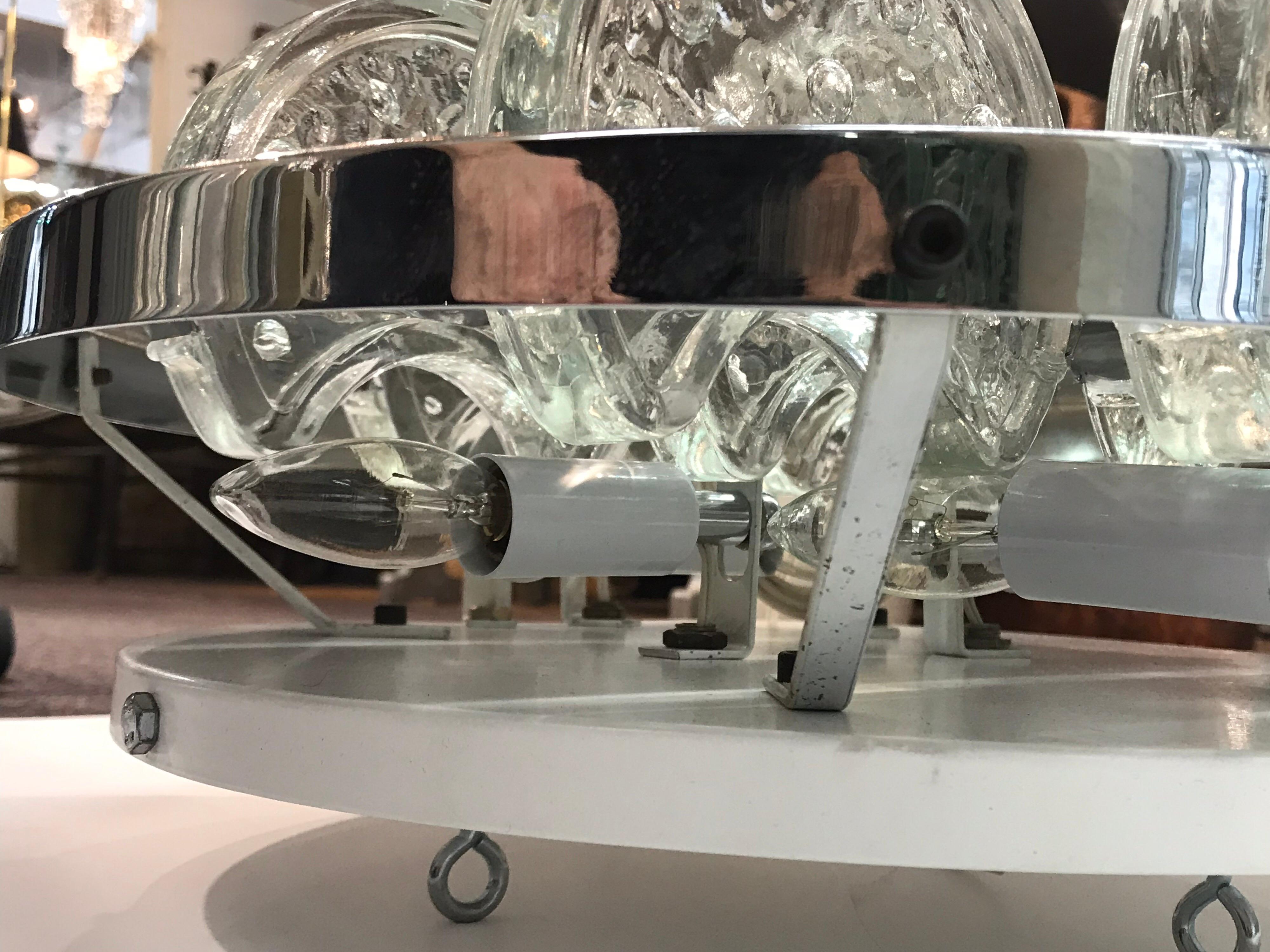 Italian 1970s Sculptural Glass Disk Light Fixture 11