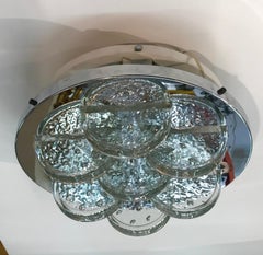 Italian 1970s Sculptural Glass Disk Light Fixture