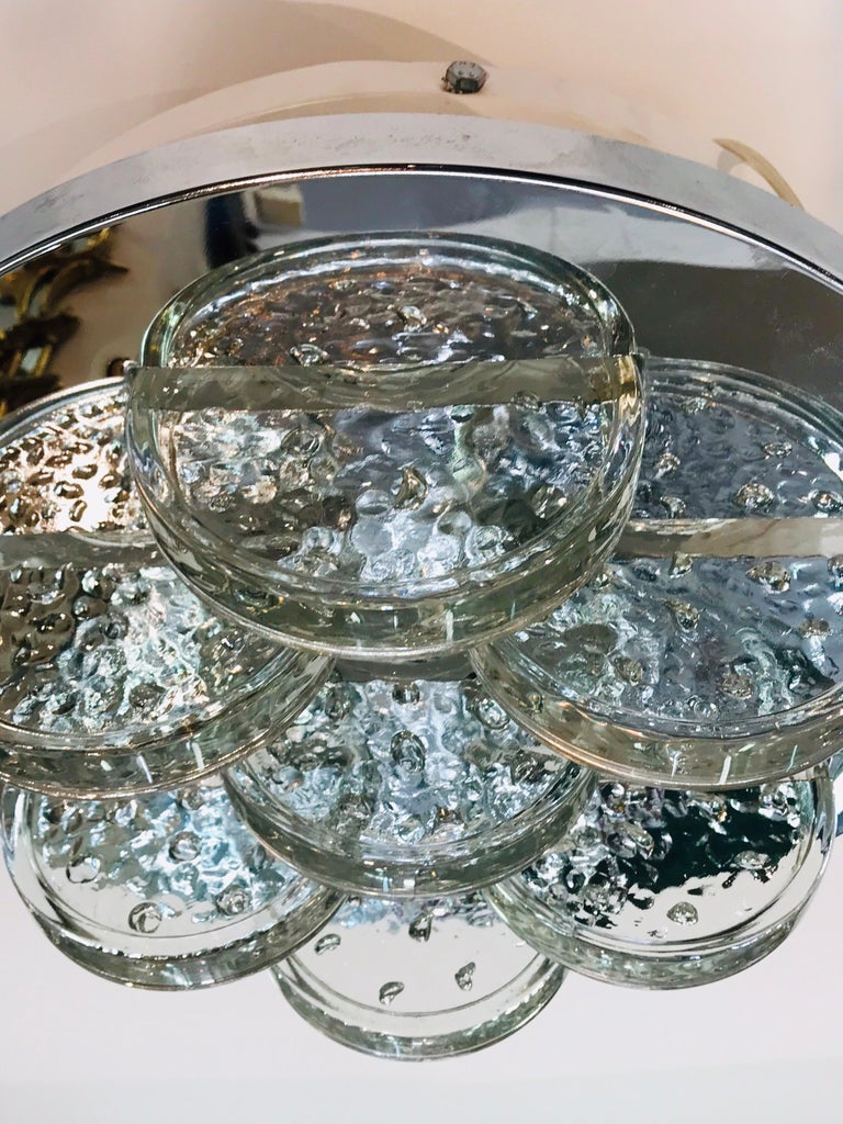 Italian 1970s Sculptural Glass Disk Light Fixture For Sale at 1stdibs