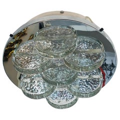 Italian 1970s Sculptural Glass Disk Light Fixture