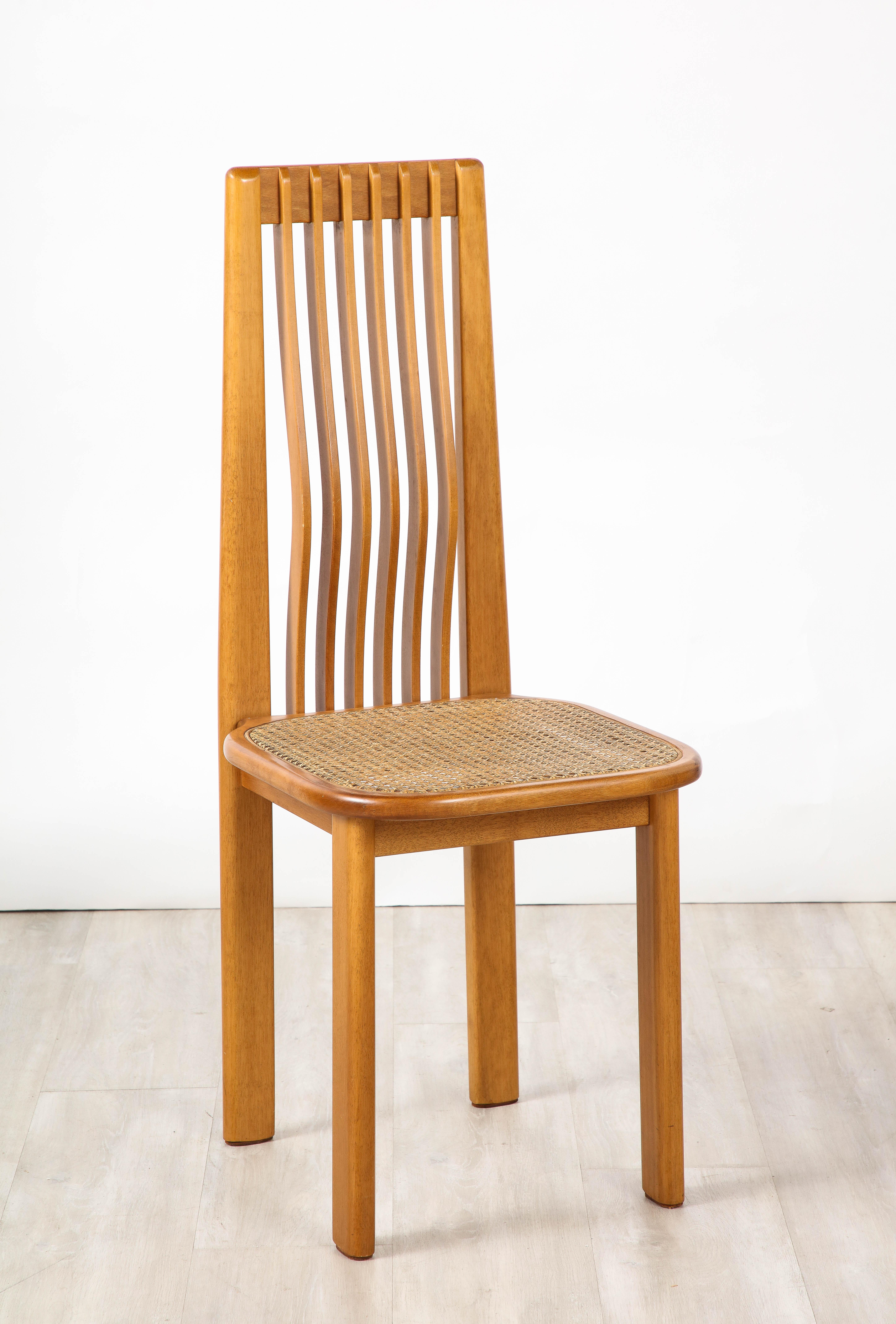 Italian 1970's Set of Six Maple and Cane Dining Chairs, Italy, circa 1970  For Sale 10