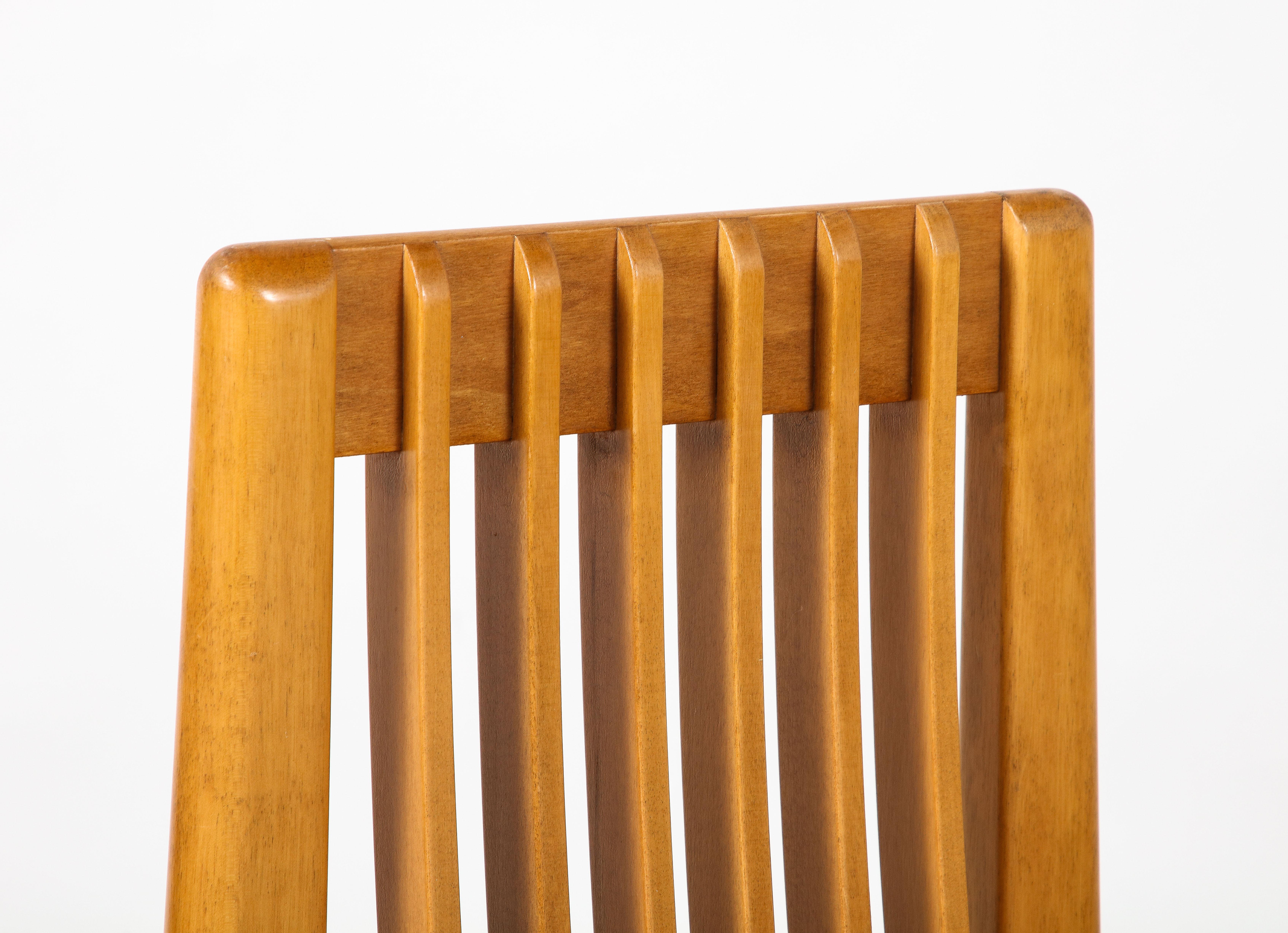 Italian 1970's Set of Six Maple and Cane Dining Chairs, Italy, circa 1970  For Sale 12