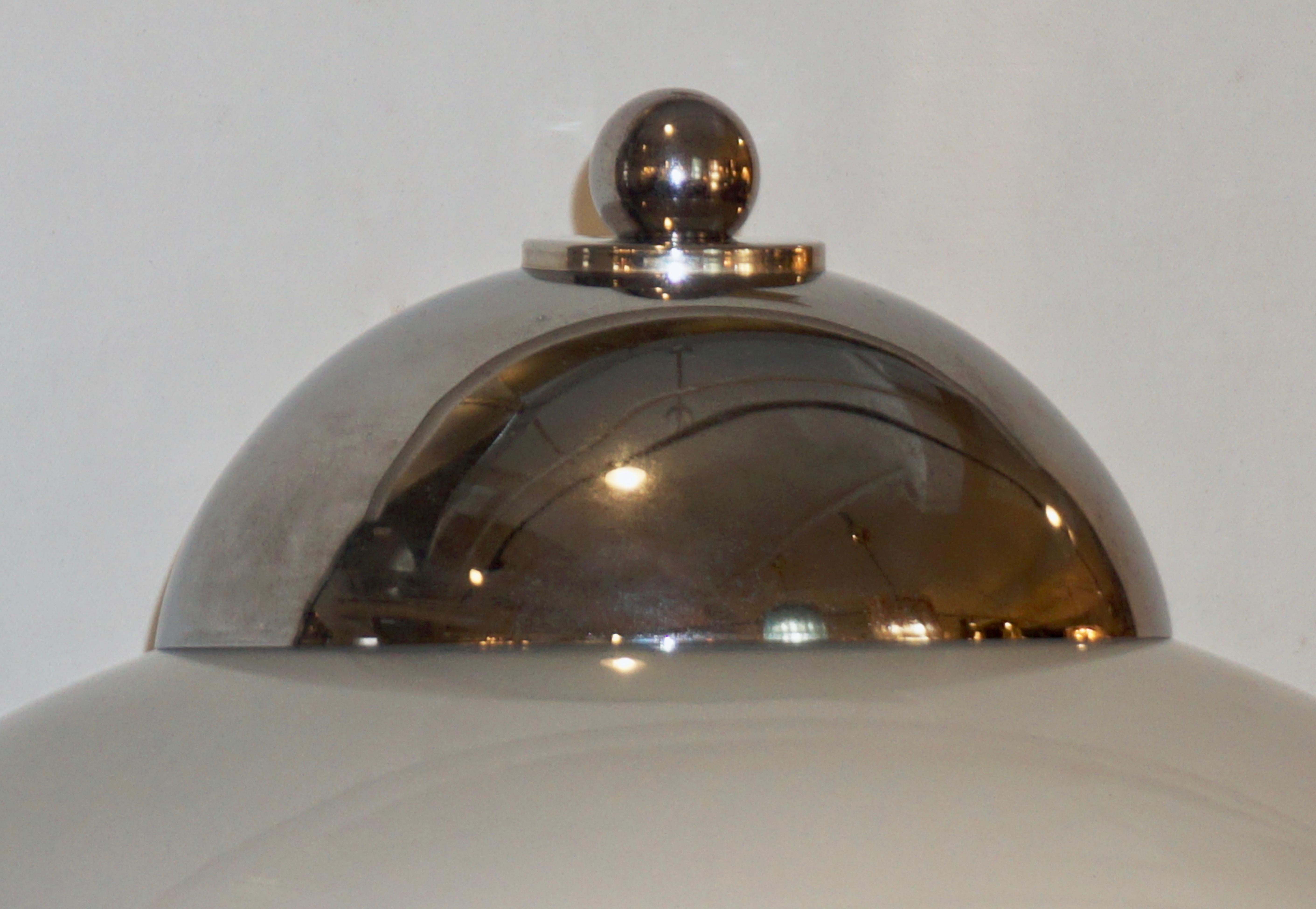 Italian 1970s Silver Leaf Crystal and Pearl Grey Murano Glass Nickel Floor Lamp 2