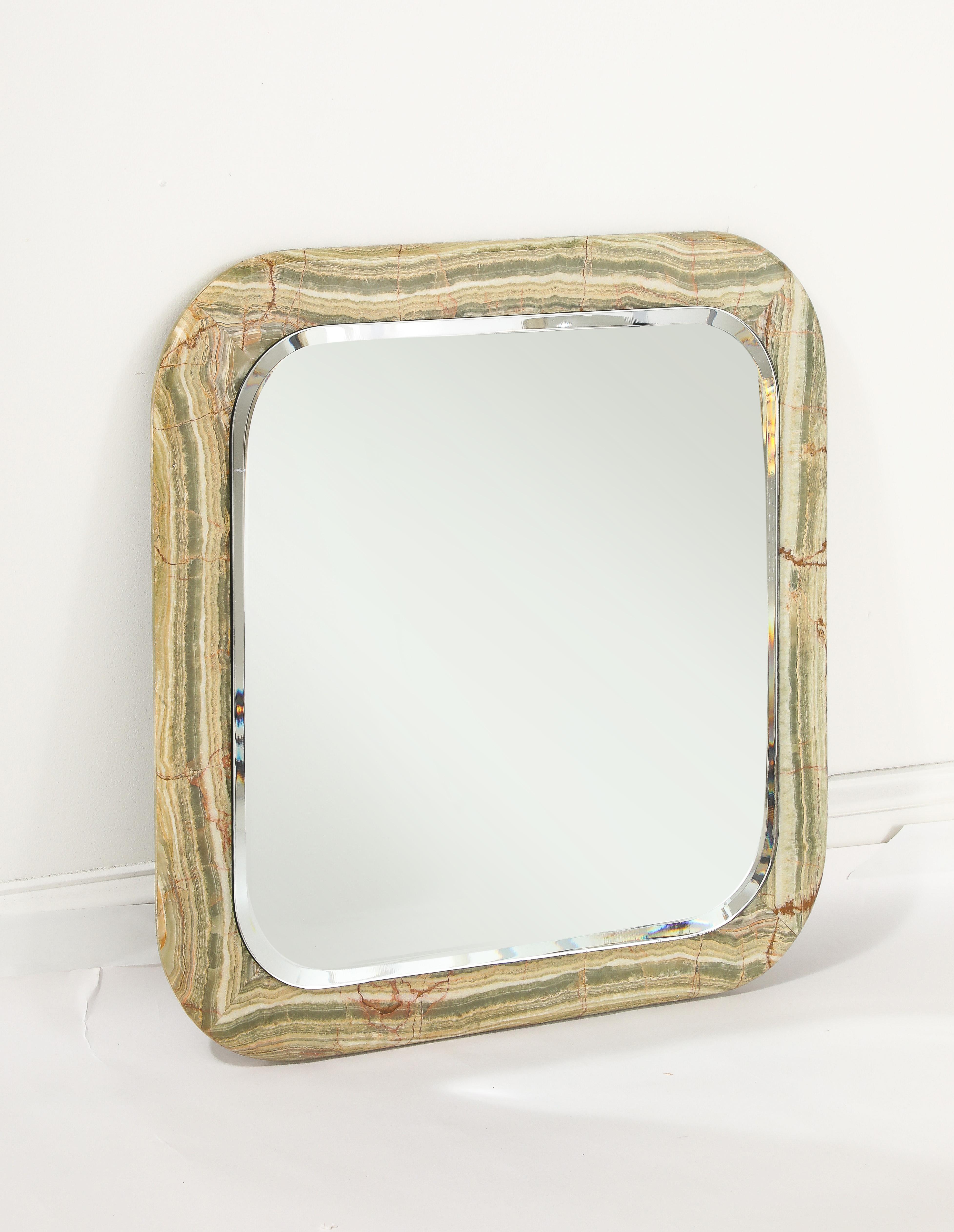 Italian 1970's Square Marble Mirror For Sale 4