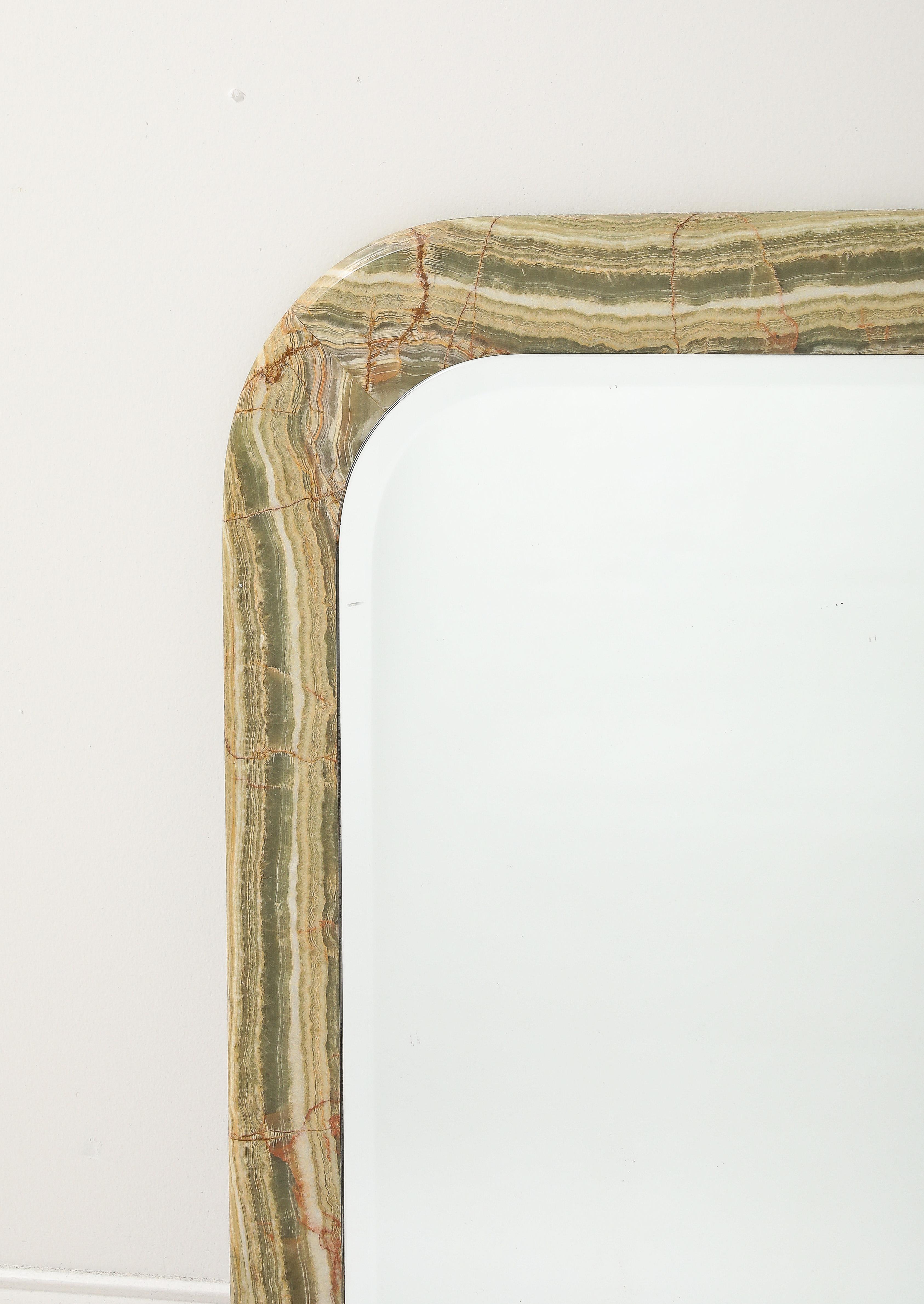 Italian 1970's Square Marble Mirror In Good Condition For Sale In New York, NY