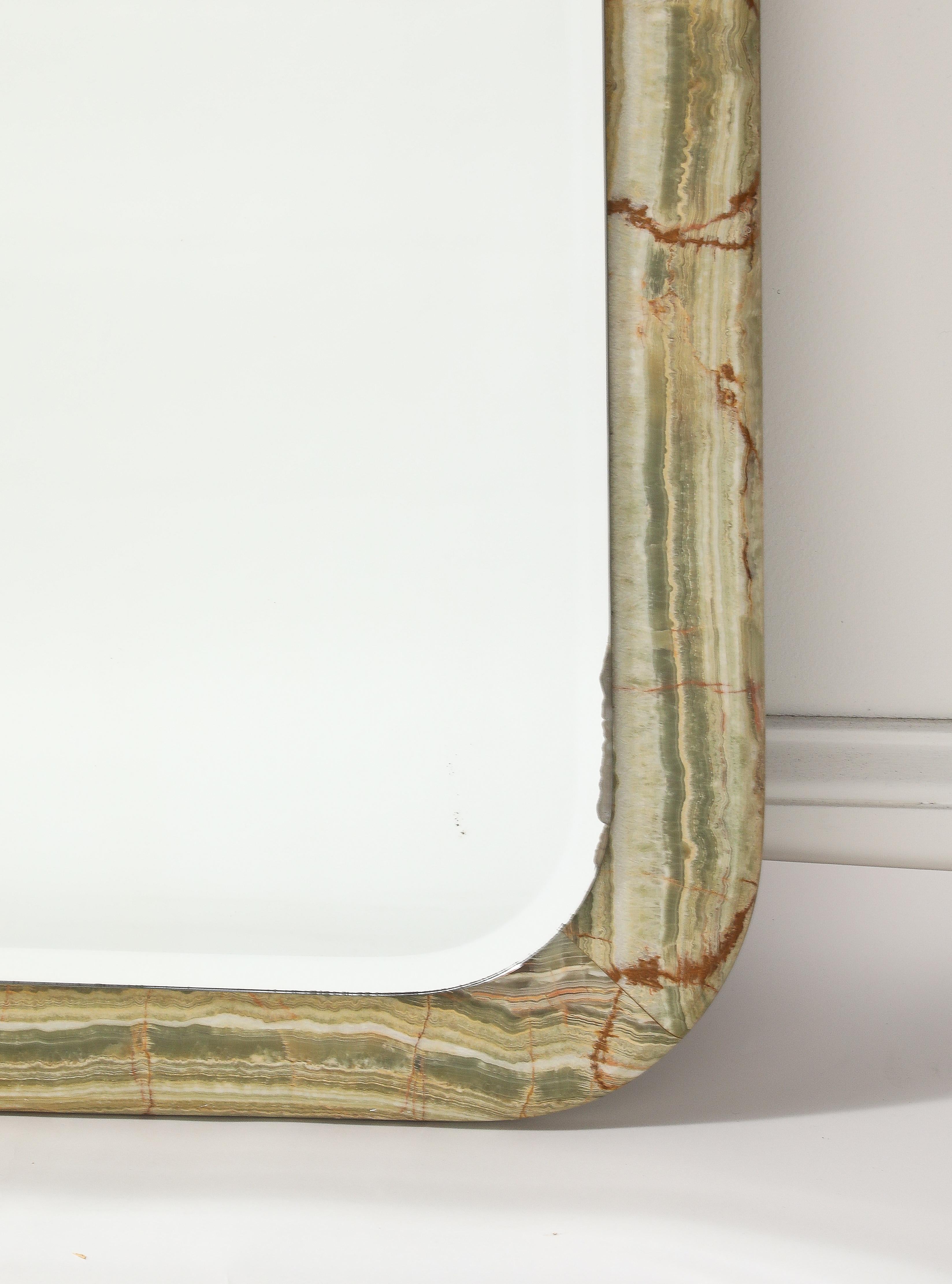 Glass Italian 1970's Square Marble Mirror For Sale