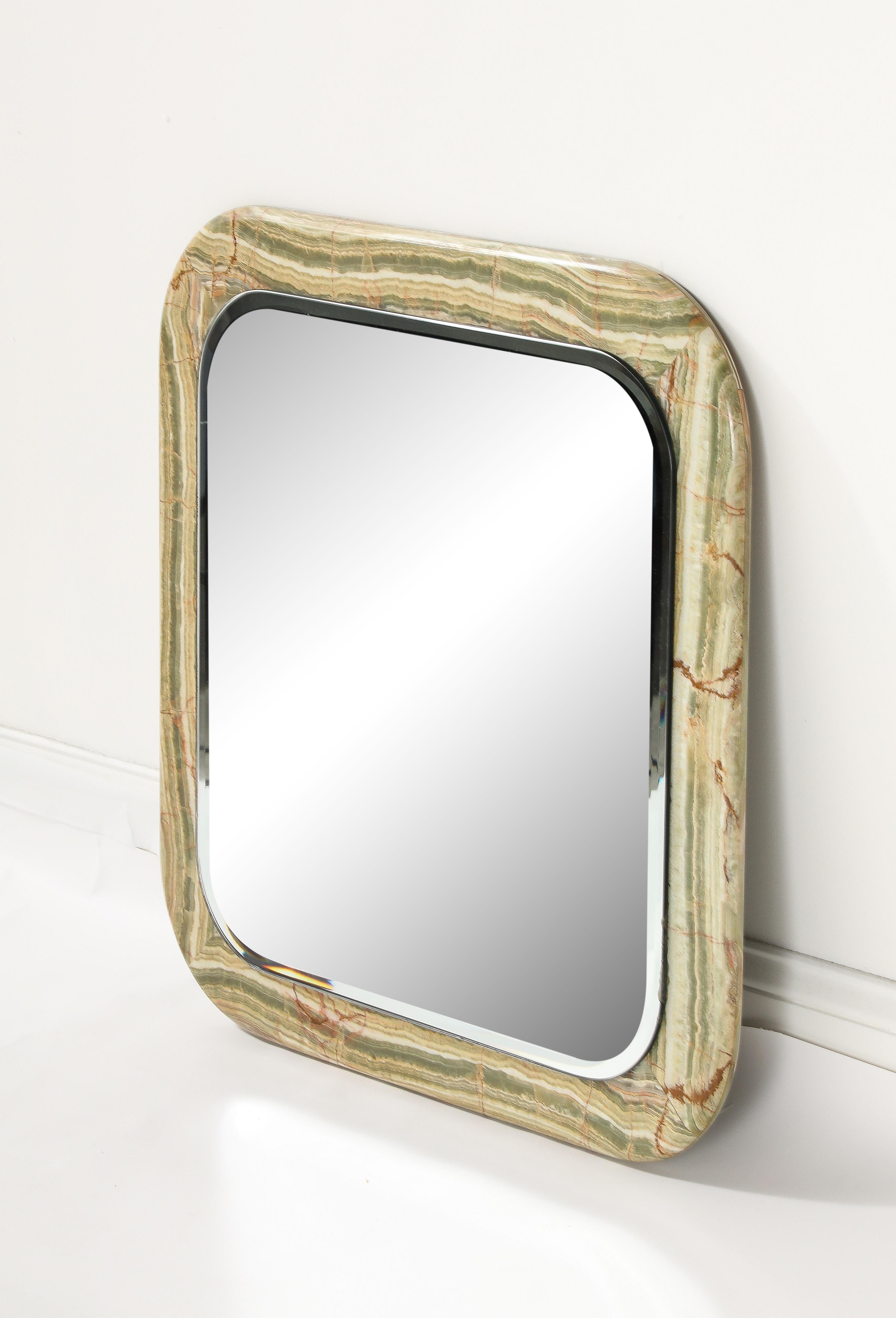 Italian 1970's Square Marble Mirror For Sale 1