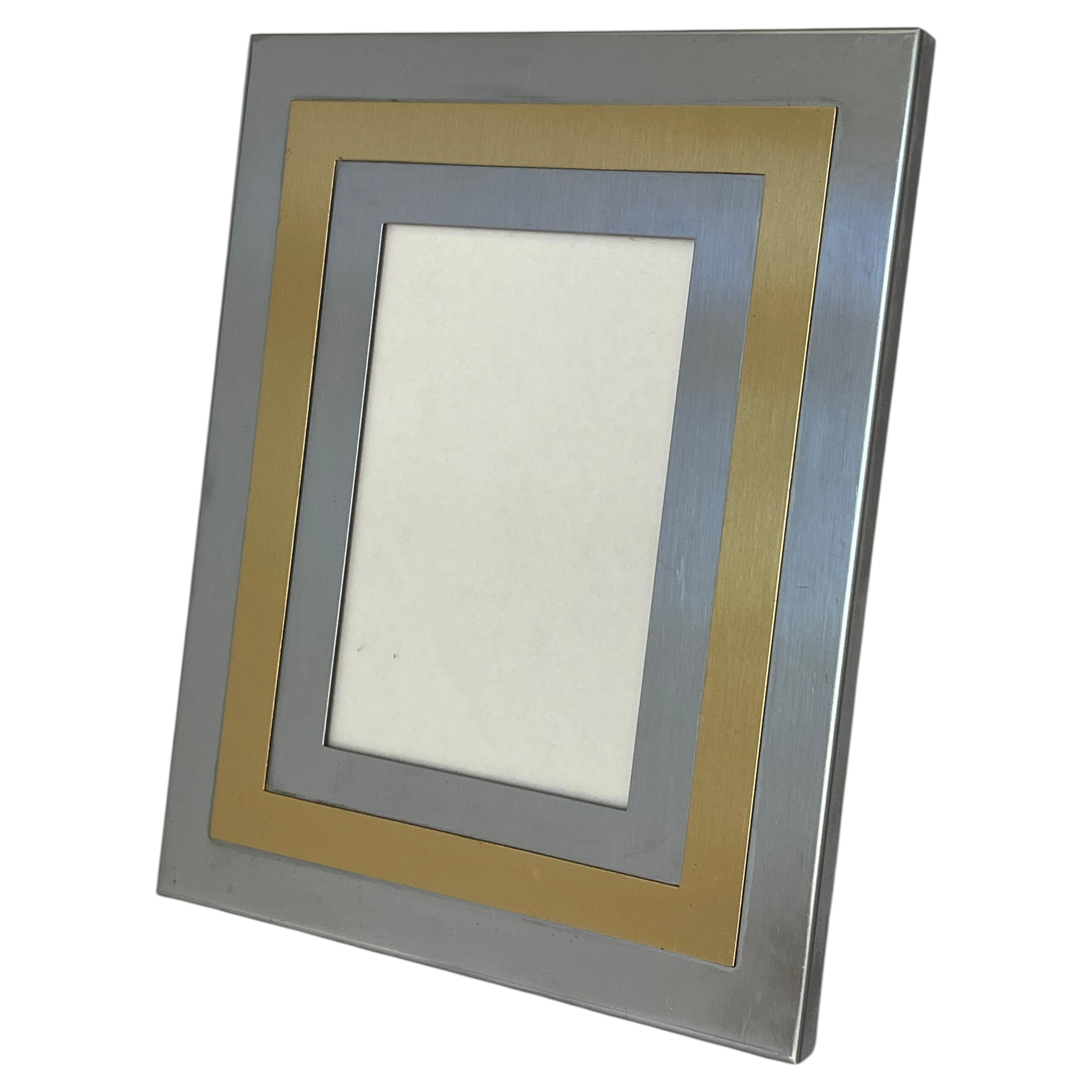Italian 1970's Steel and Brass Picture Frame